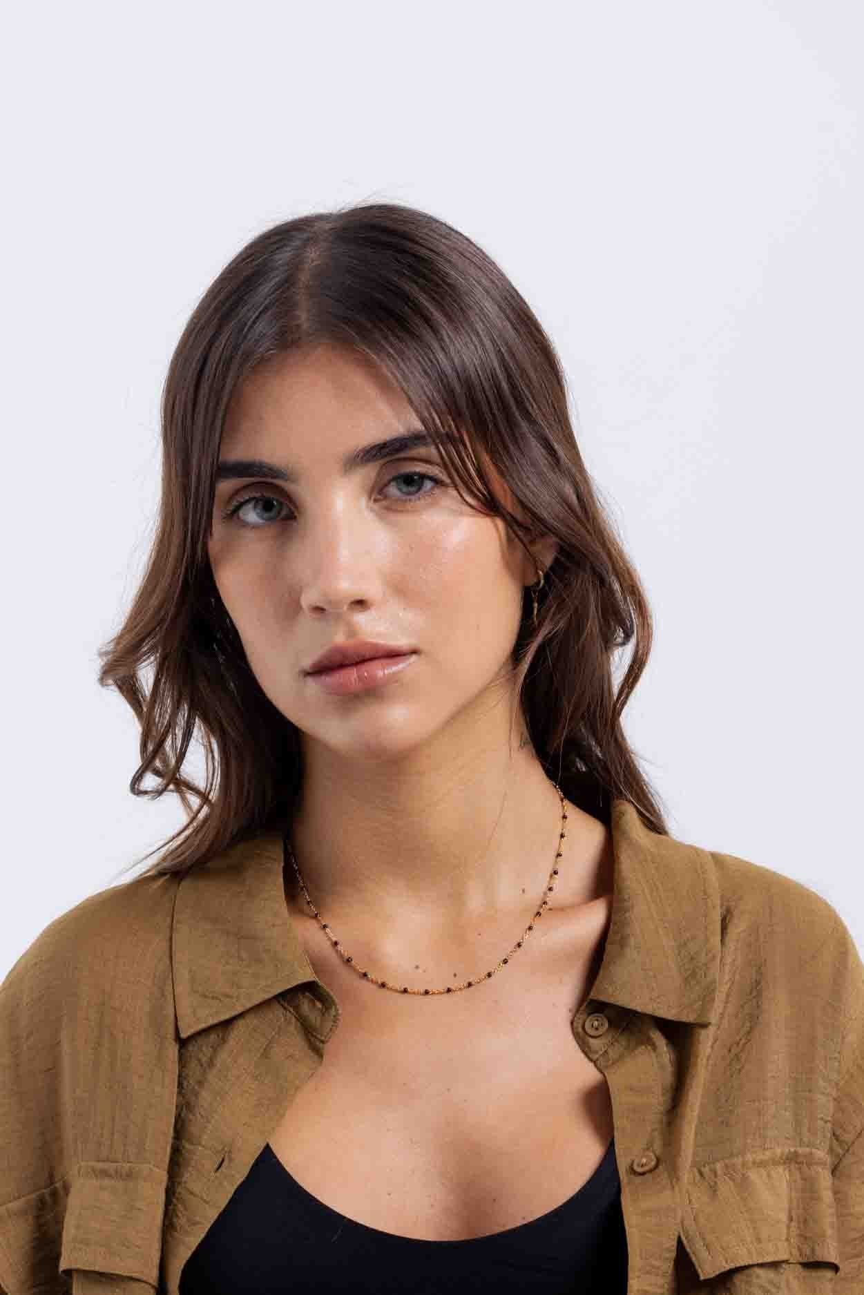 Black Enamel Choker - 14K Gold Filled