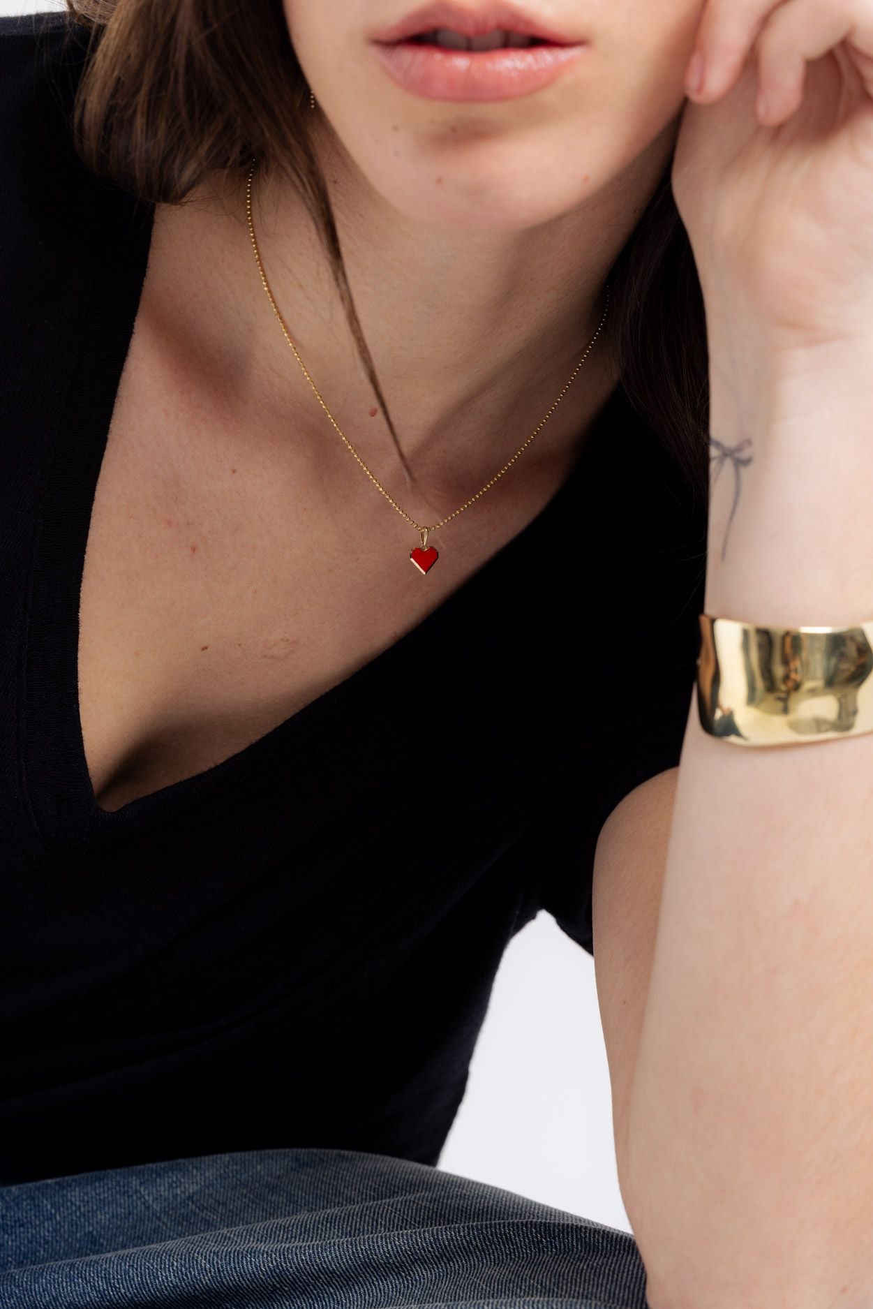 Red Heart Pendant -GOLD