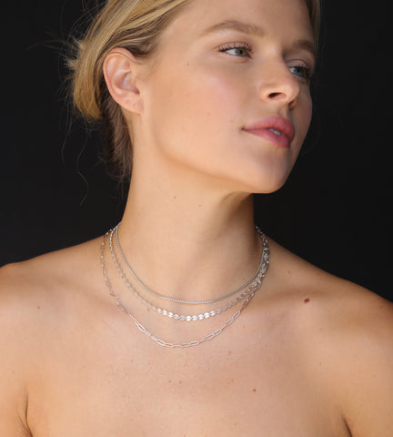 Micro Rectangle Chain Choker - Sterling Silver