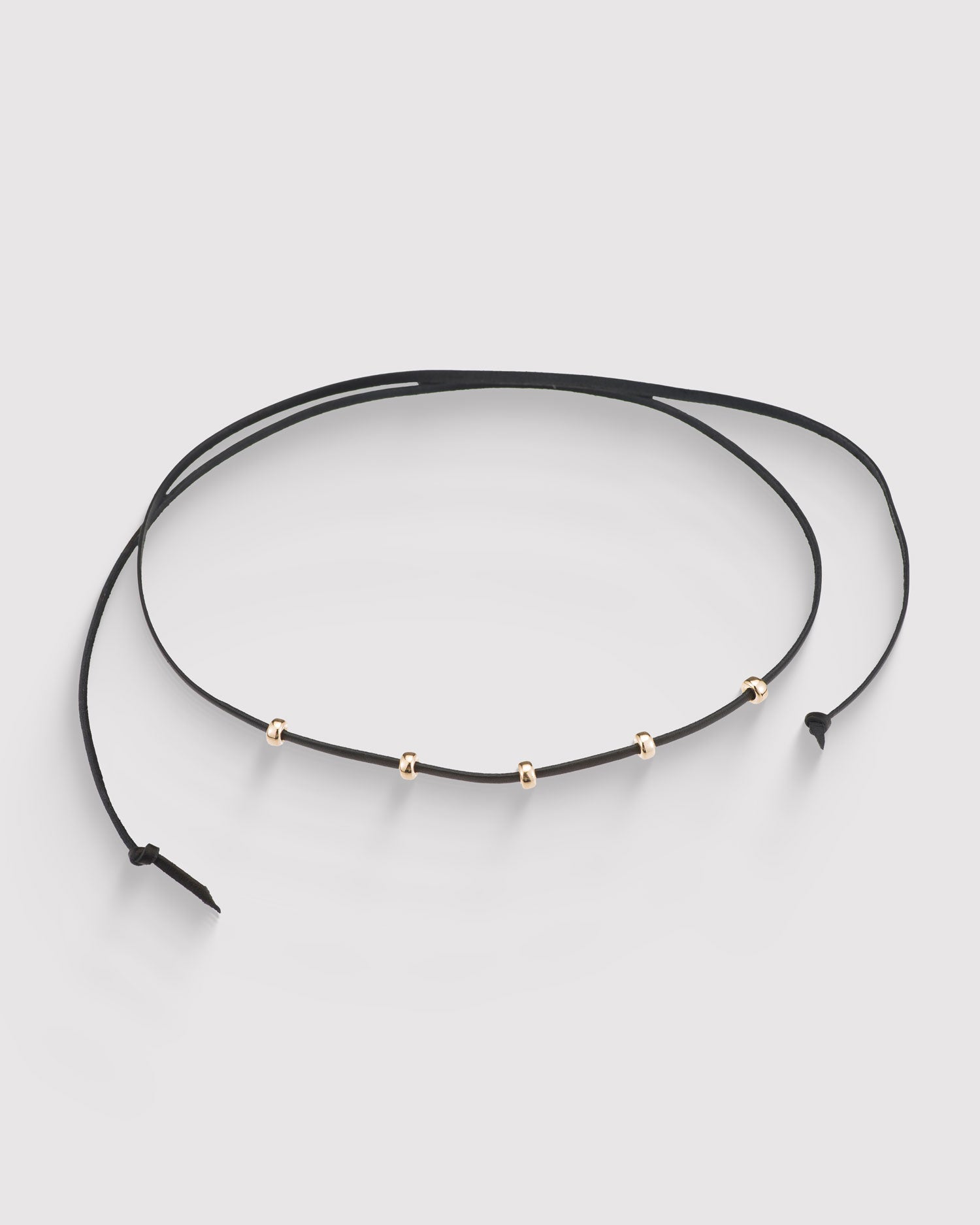 Black And Gold Leather Necklace