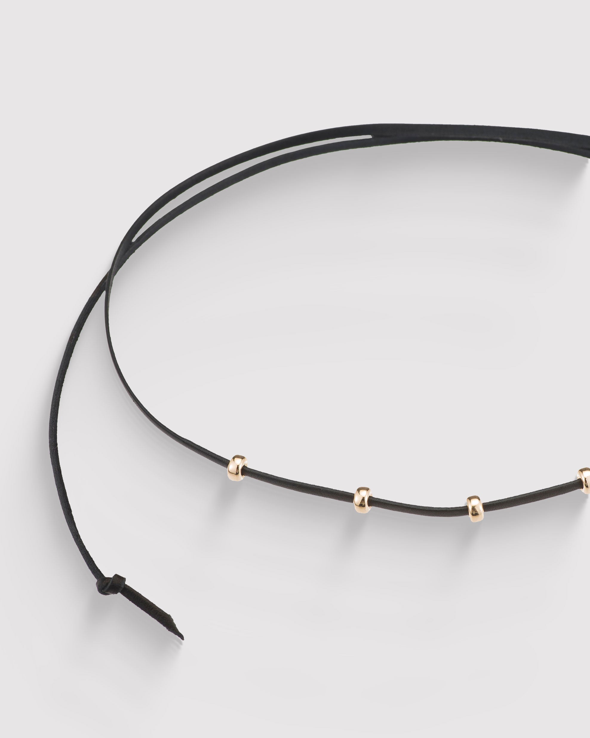 Black And Gold Leather Necklace