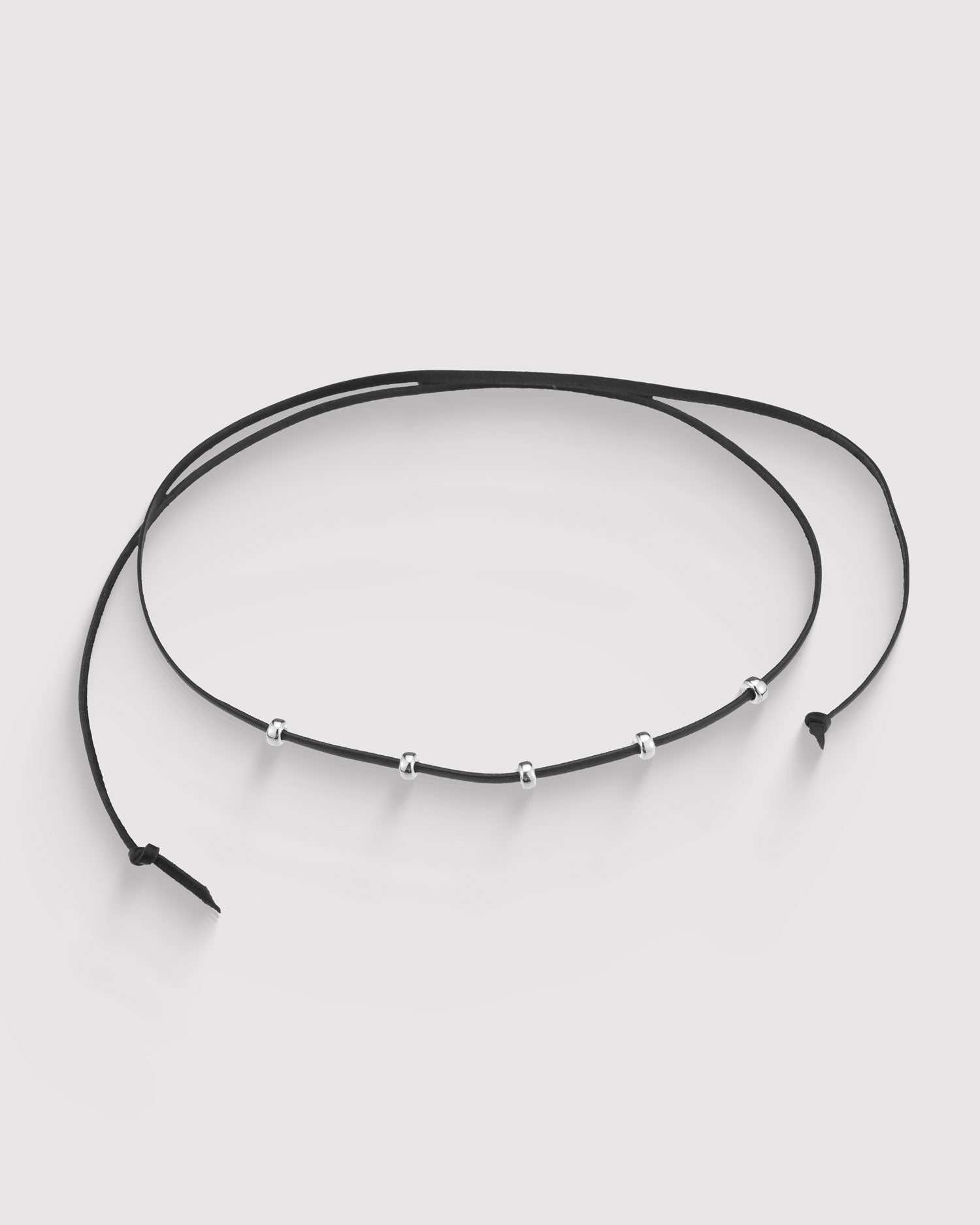 Black And Silver Leather Necklace