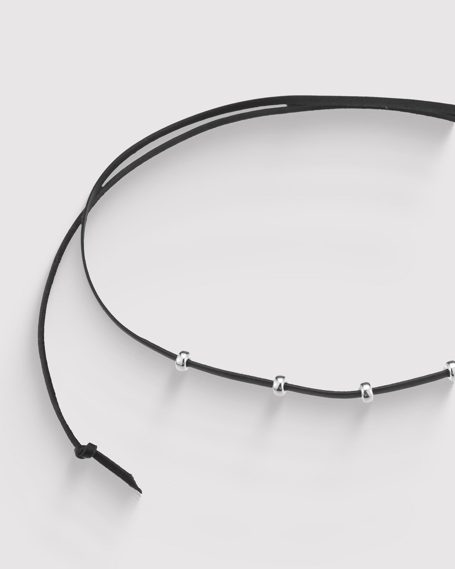Black And Silver Leather Necklace