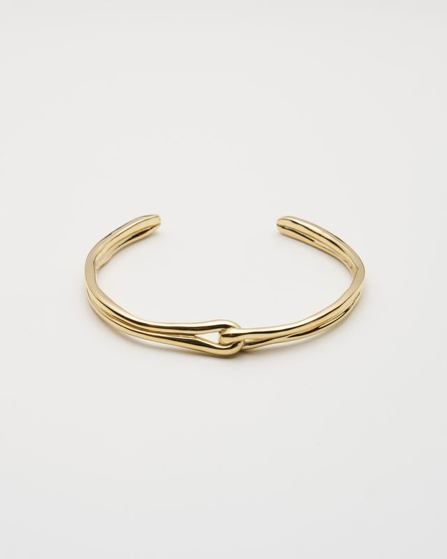 Thin Raw Love Knot Cuff - 14K Gold Plated