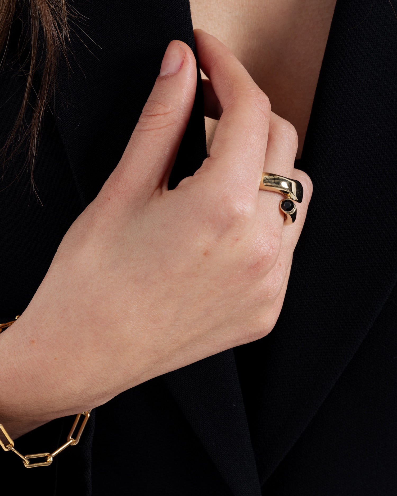 Bold Snake Ring- Black Onyx