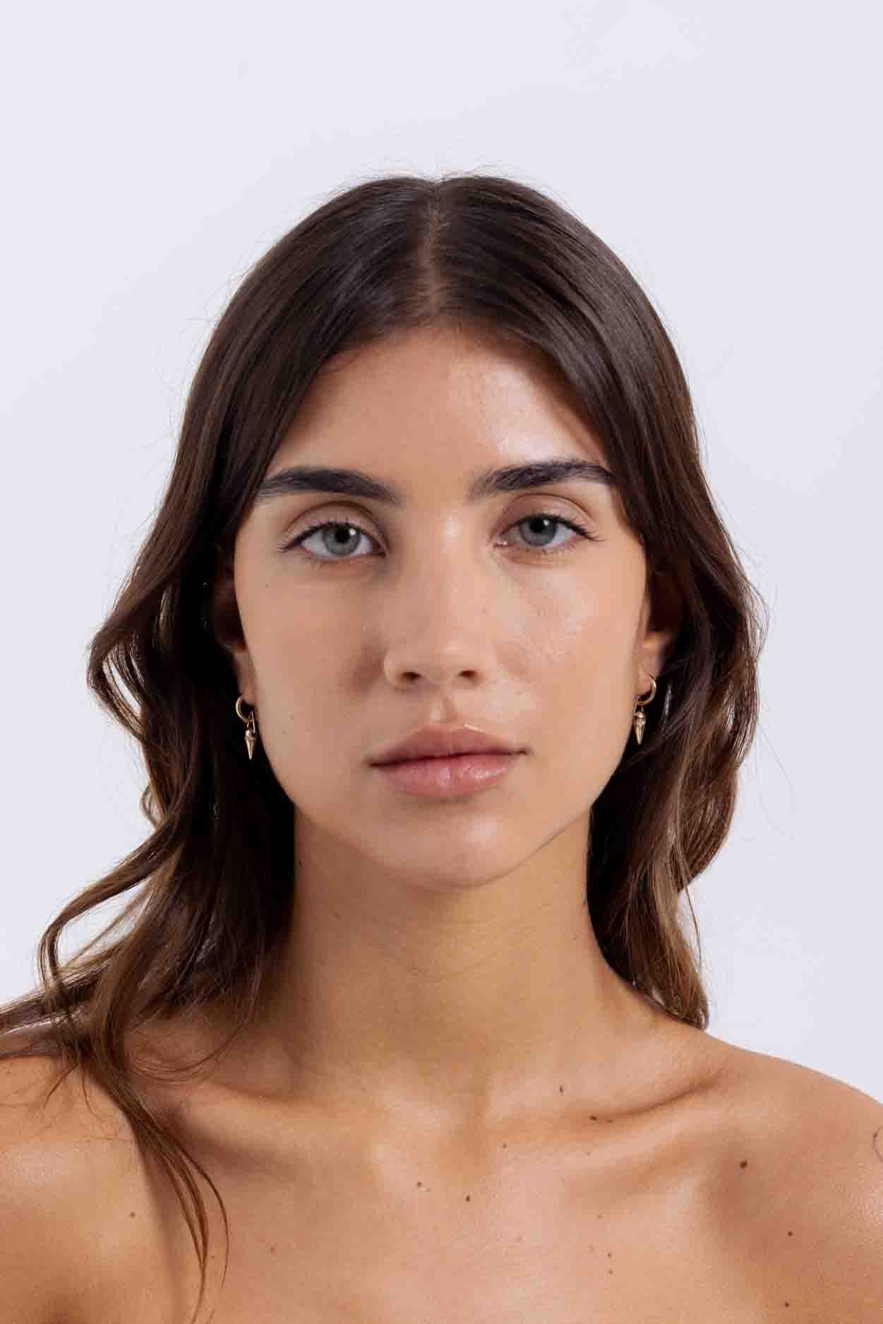 Diamond Spike Hoop Earrings - GOLD