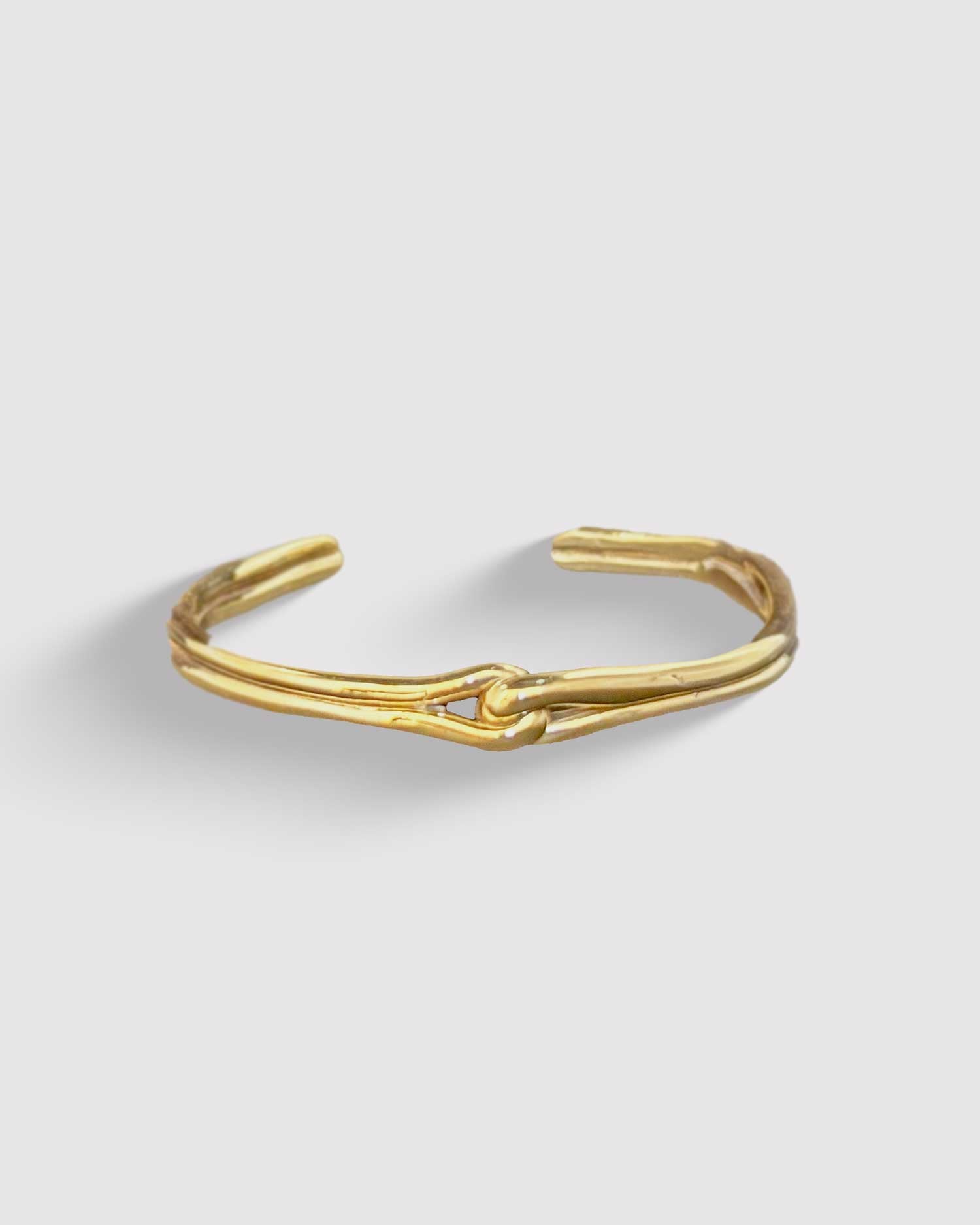 Thin Raw Love Knot Cuff - 14K Gold Plated