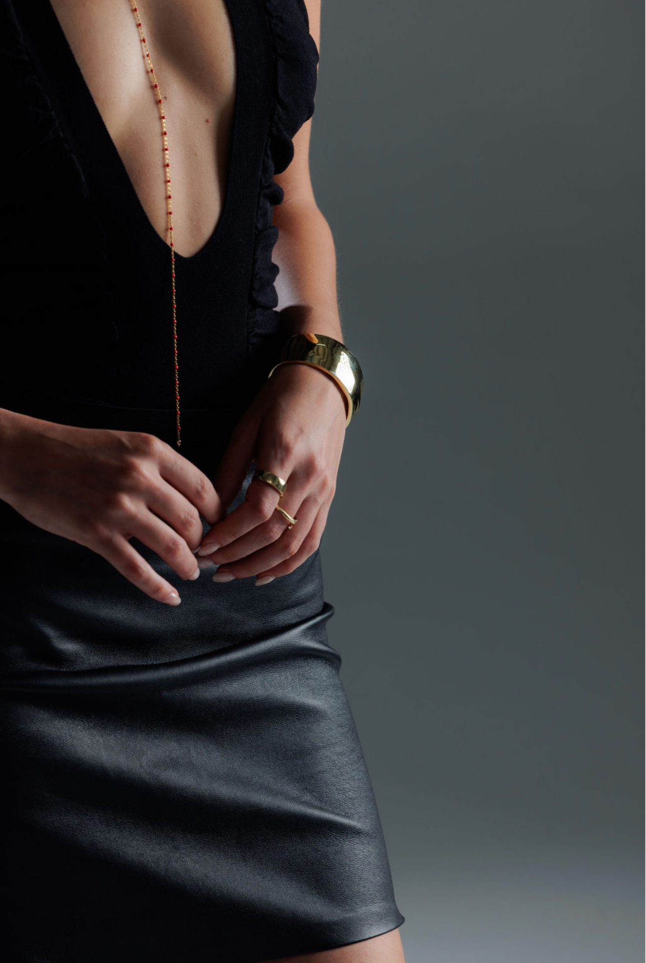 Red Enamel Lariat - 14K Gold Filled