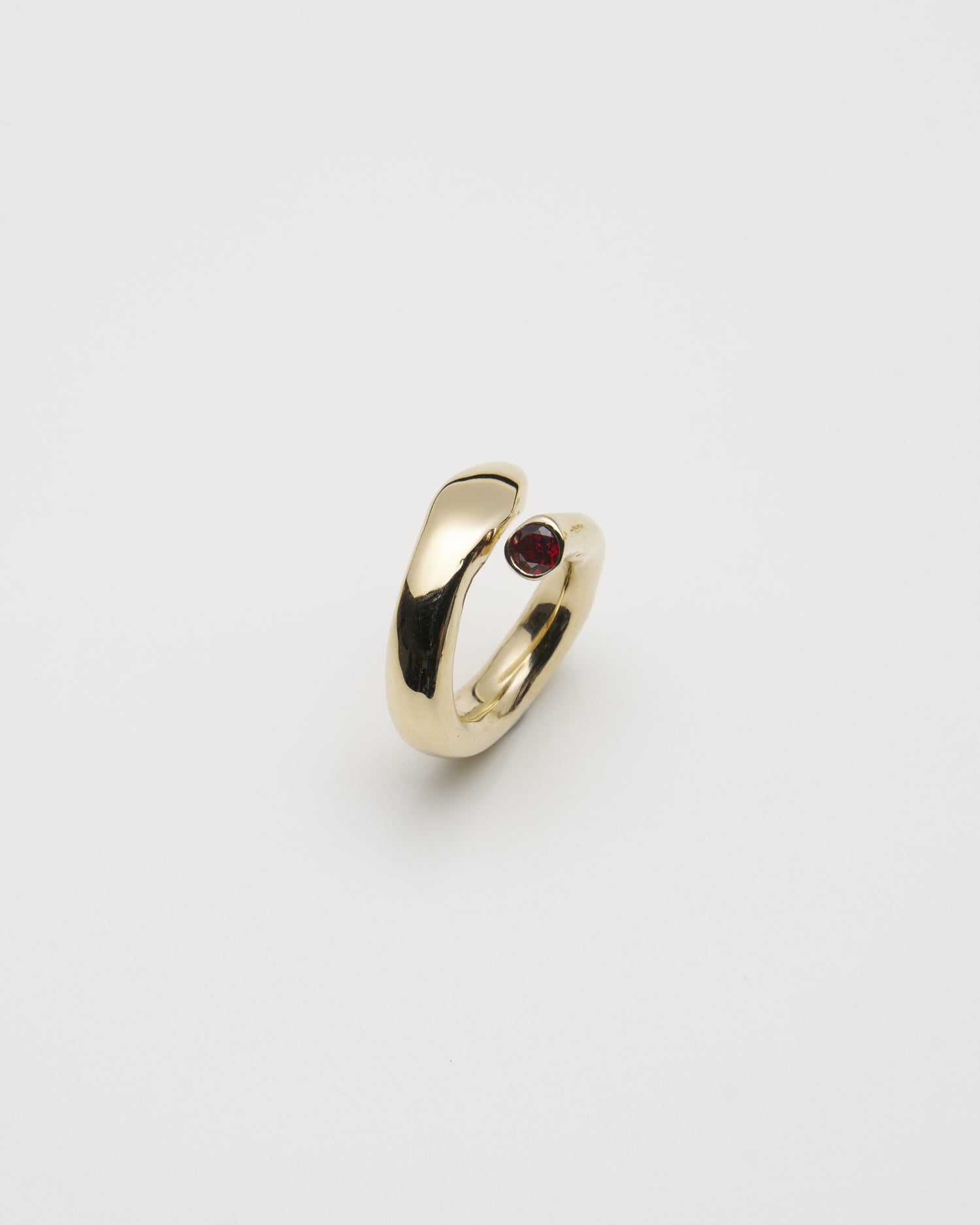 Bold Snake Ring- Red Garnet