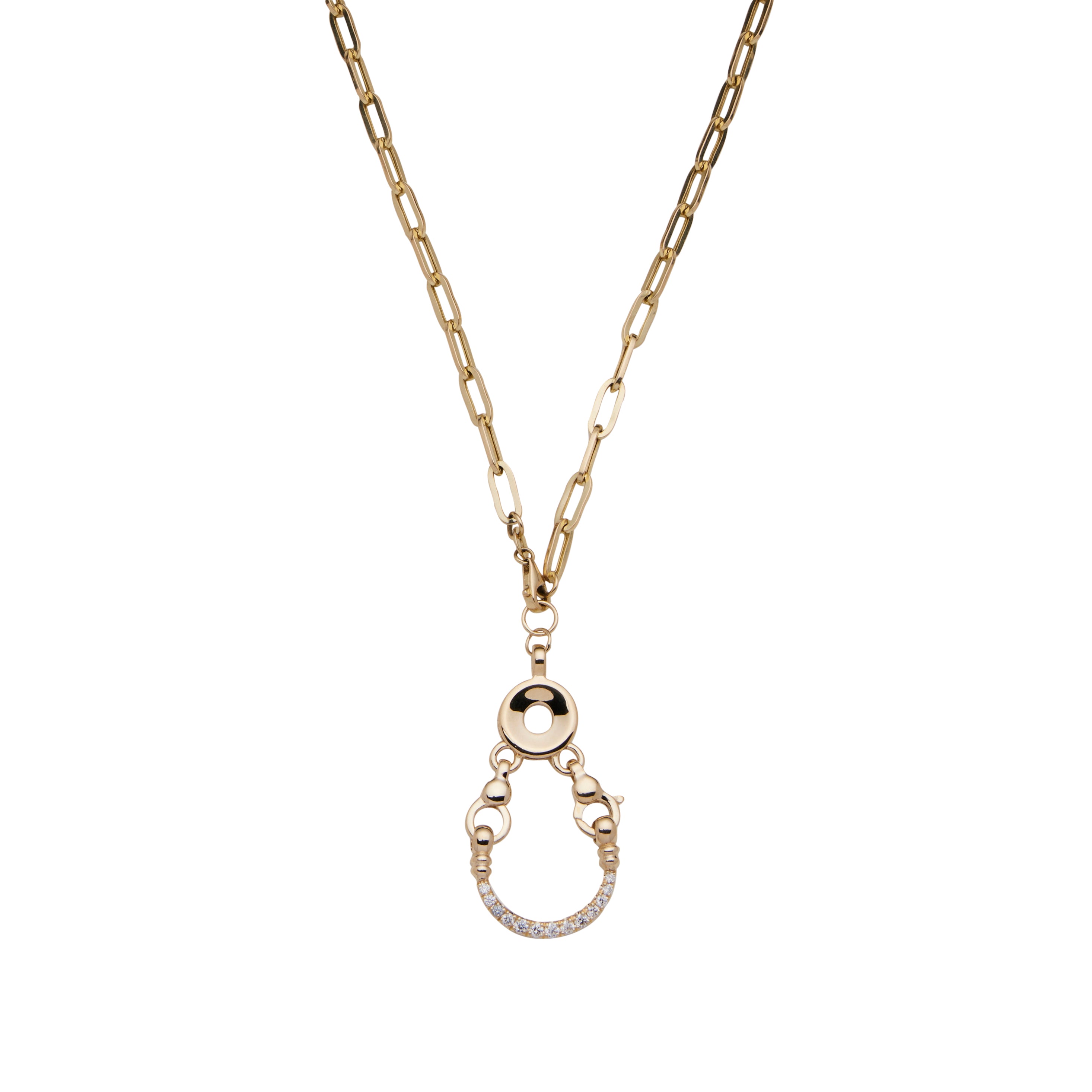 Diamond Horseshoe Locket - Gold