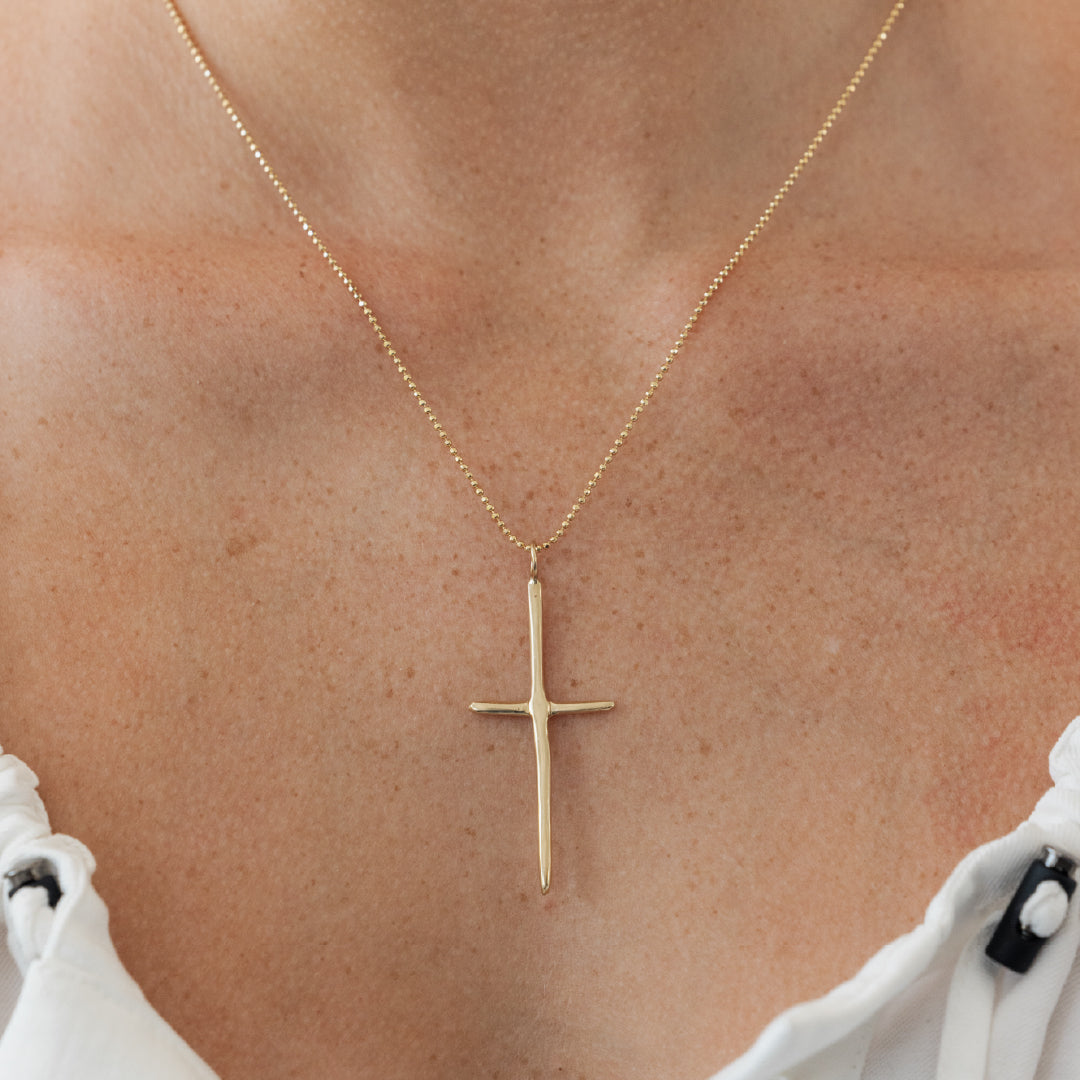 Raw Long Cross Necklace