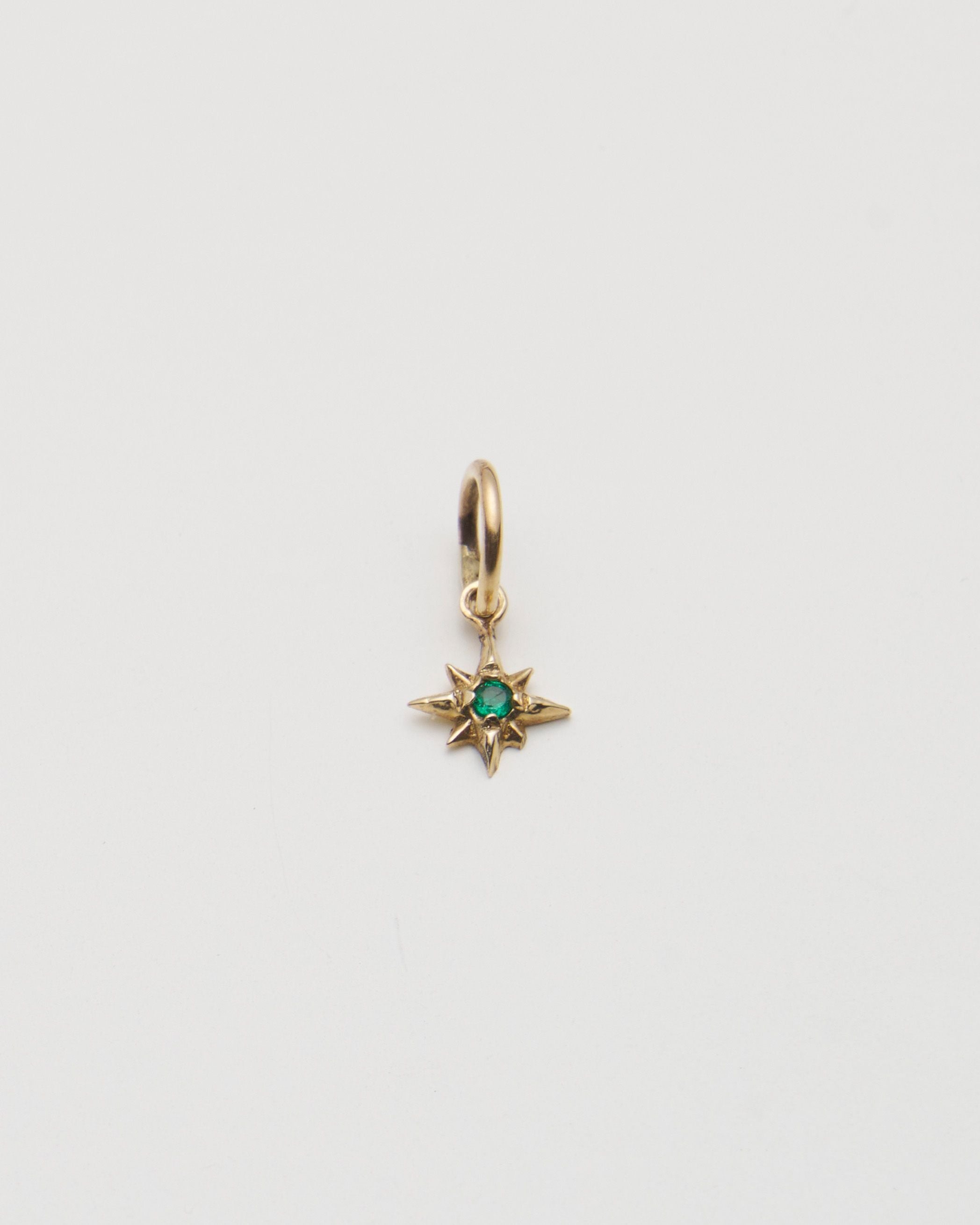 Mini North Star Pendant Earring - Emerald