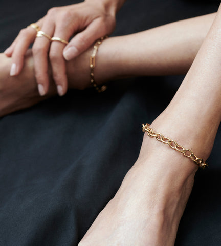 Rectangle Link Chain Anklet - 14K Gold Filled