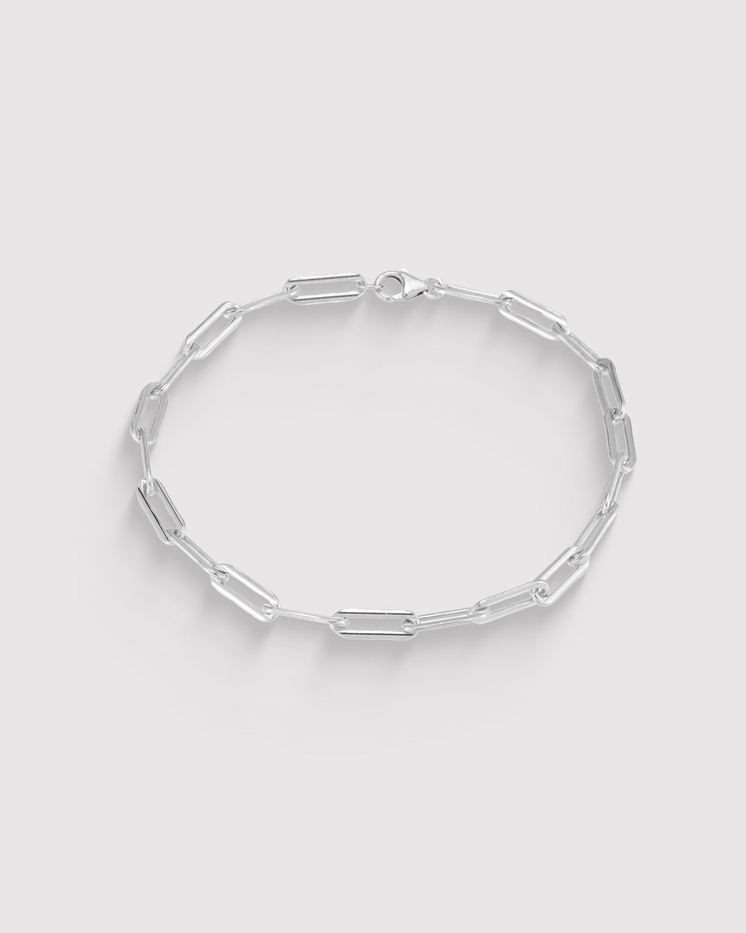 Rectangle Link Chain Anklet - Sterling Silver