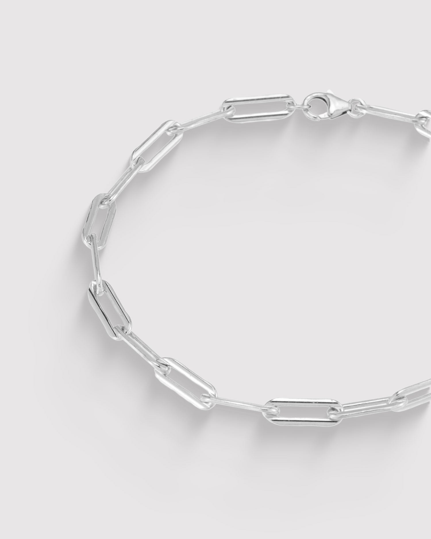 Rectangle Link Chain Anklet - Sterling Silver