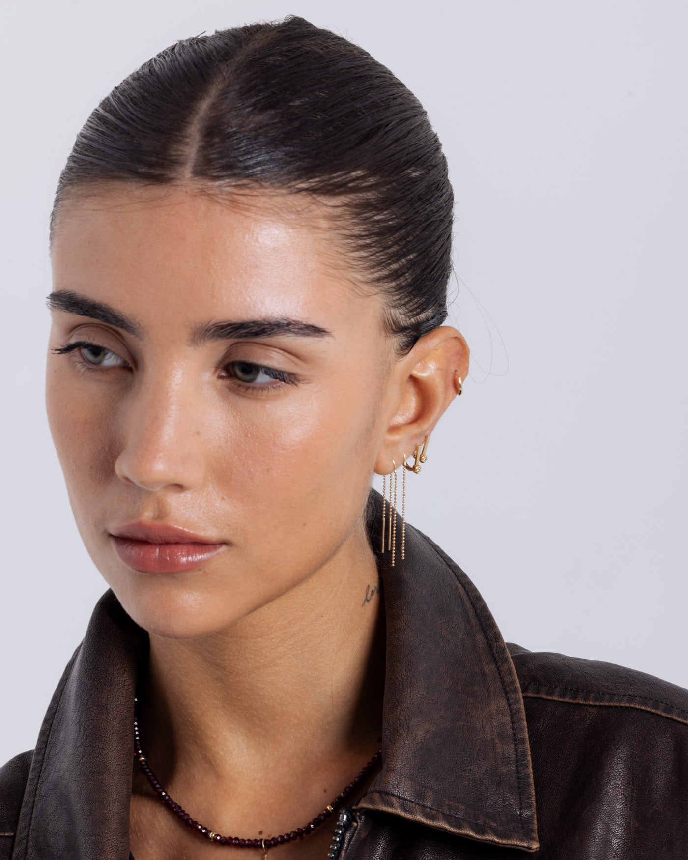 Diamond Bar Earrings - Gold
