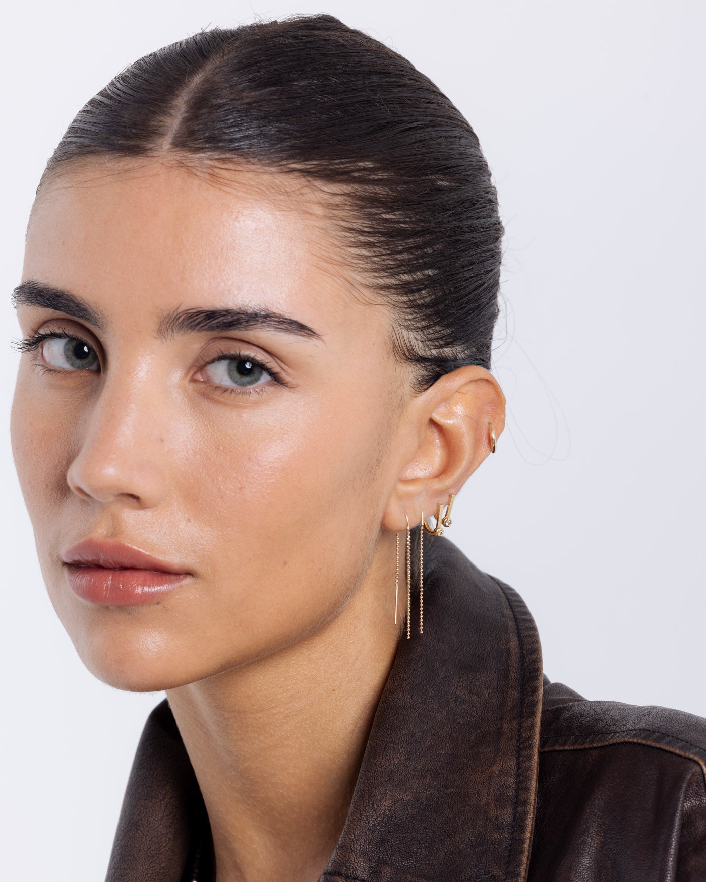 Diamond Bar Earrings - Gold