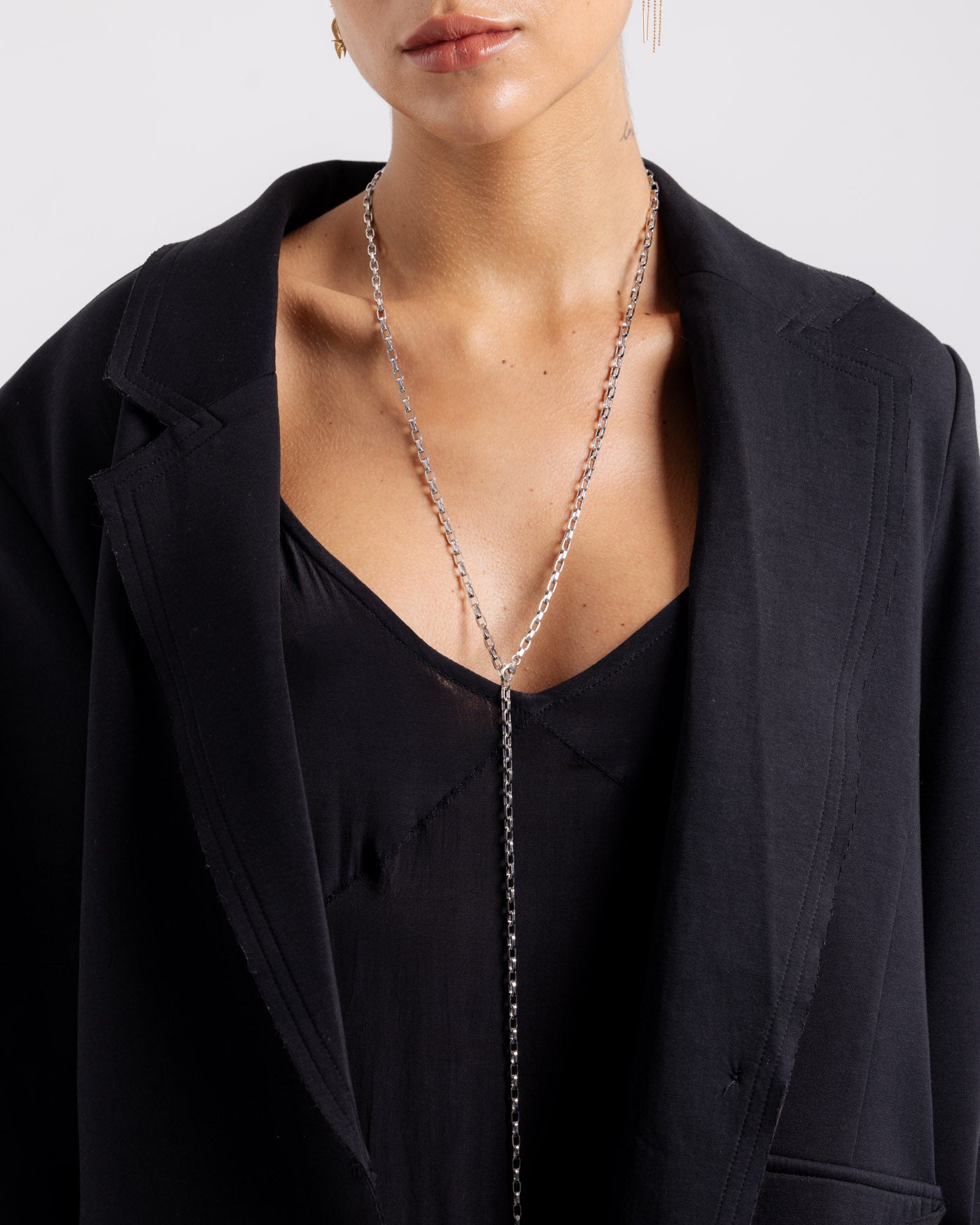Pampa Long Necklace -Rodium Silver
