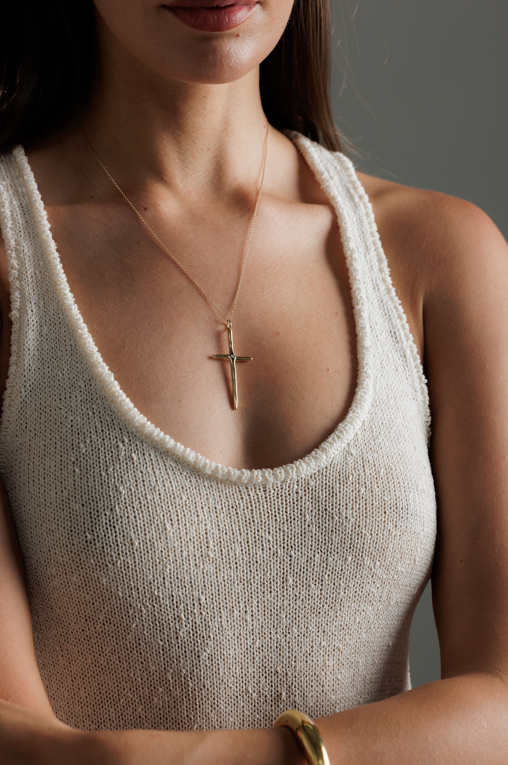 Raw Long Cross with Diamond