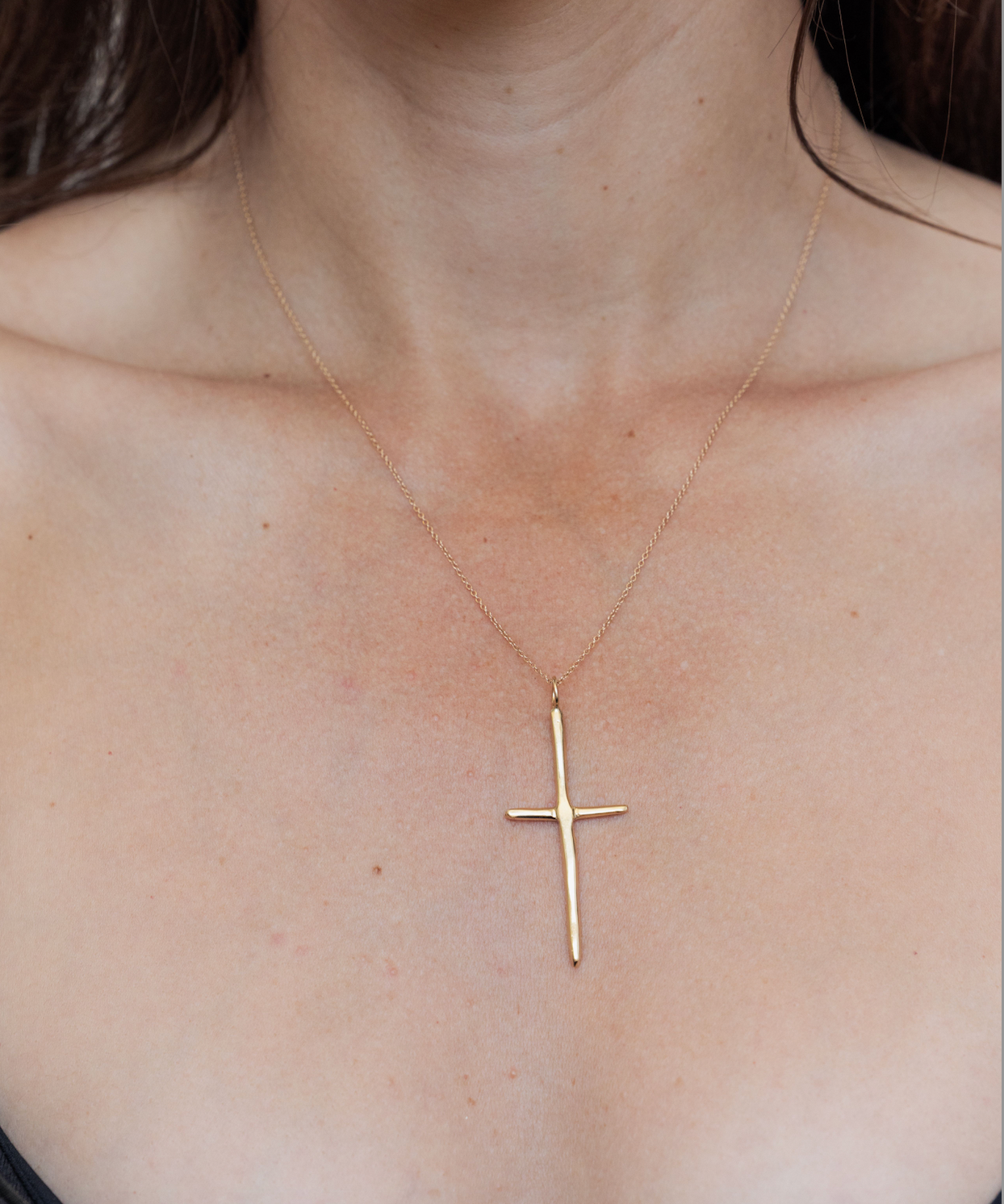 Raw Long Cross Pendant