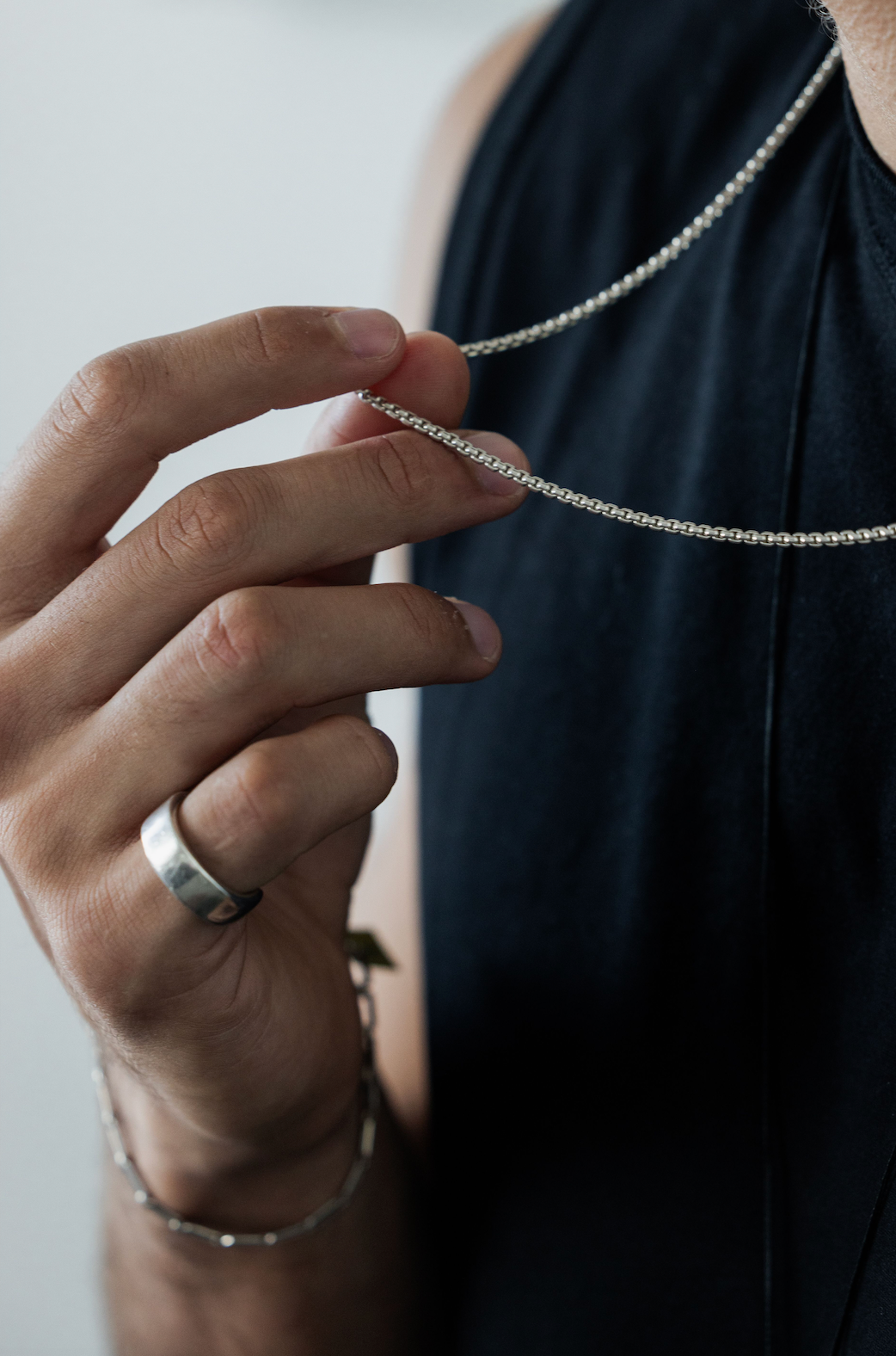 Men's Medium Box Chain Necklace - Silver