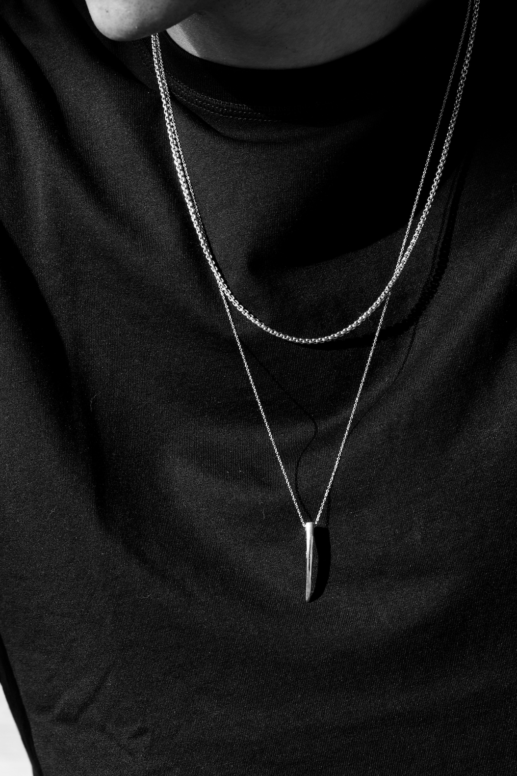 Long Horn Necklace - Silver