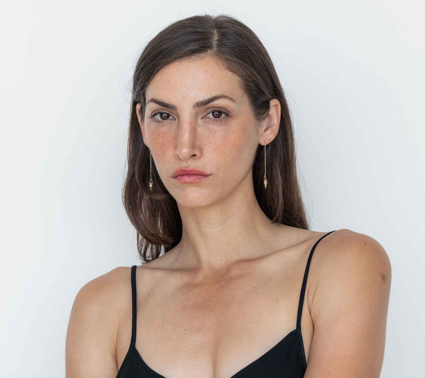 Diamond Spike Drop Earrings - Gold