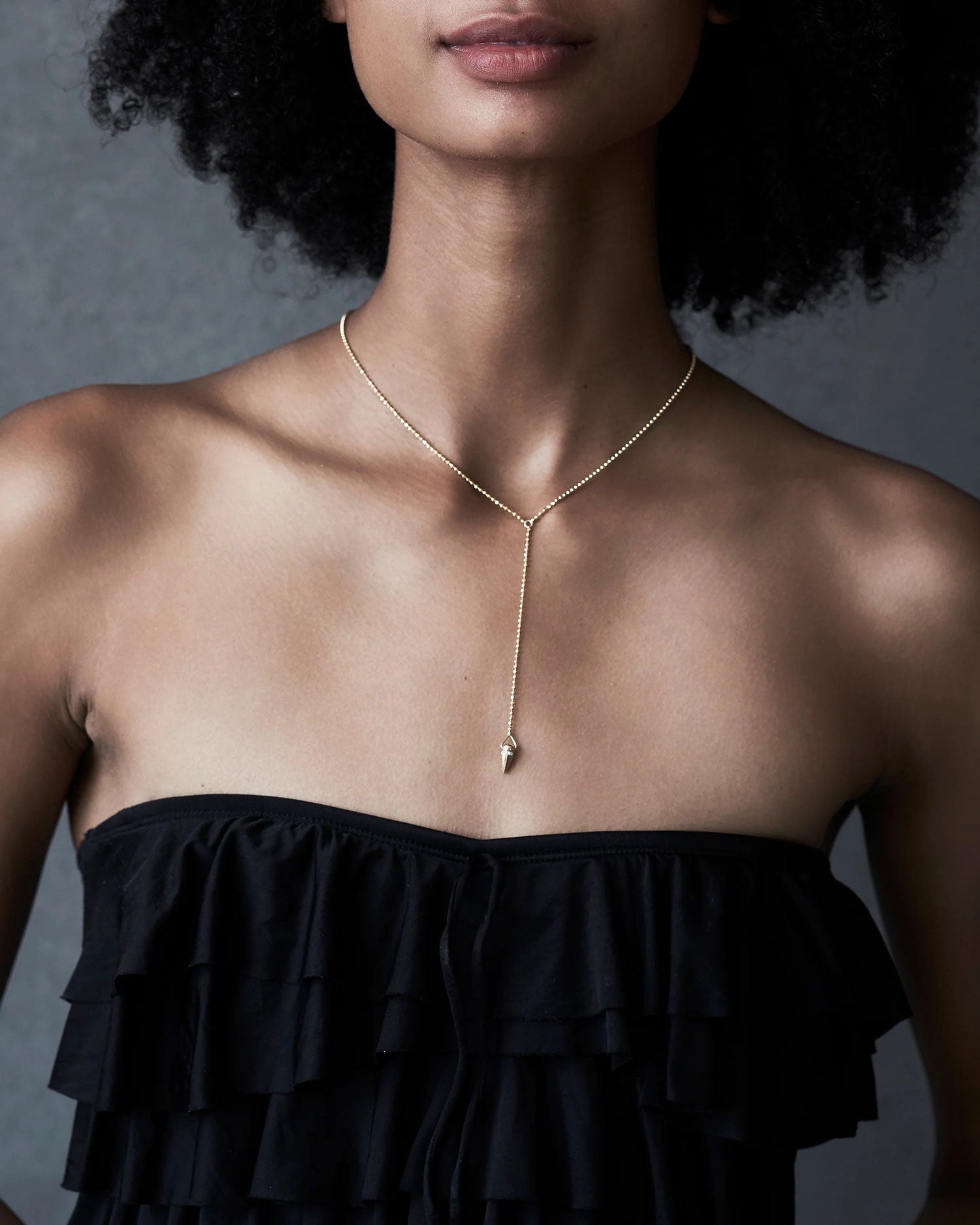 Spike Dew Necklace with Diamonds - Gold