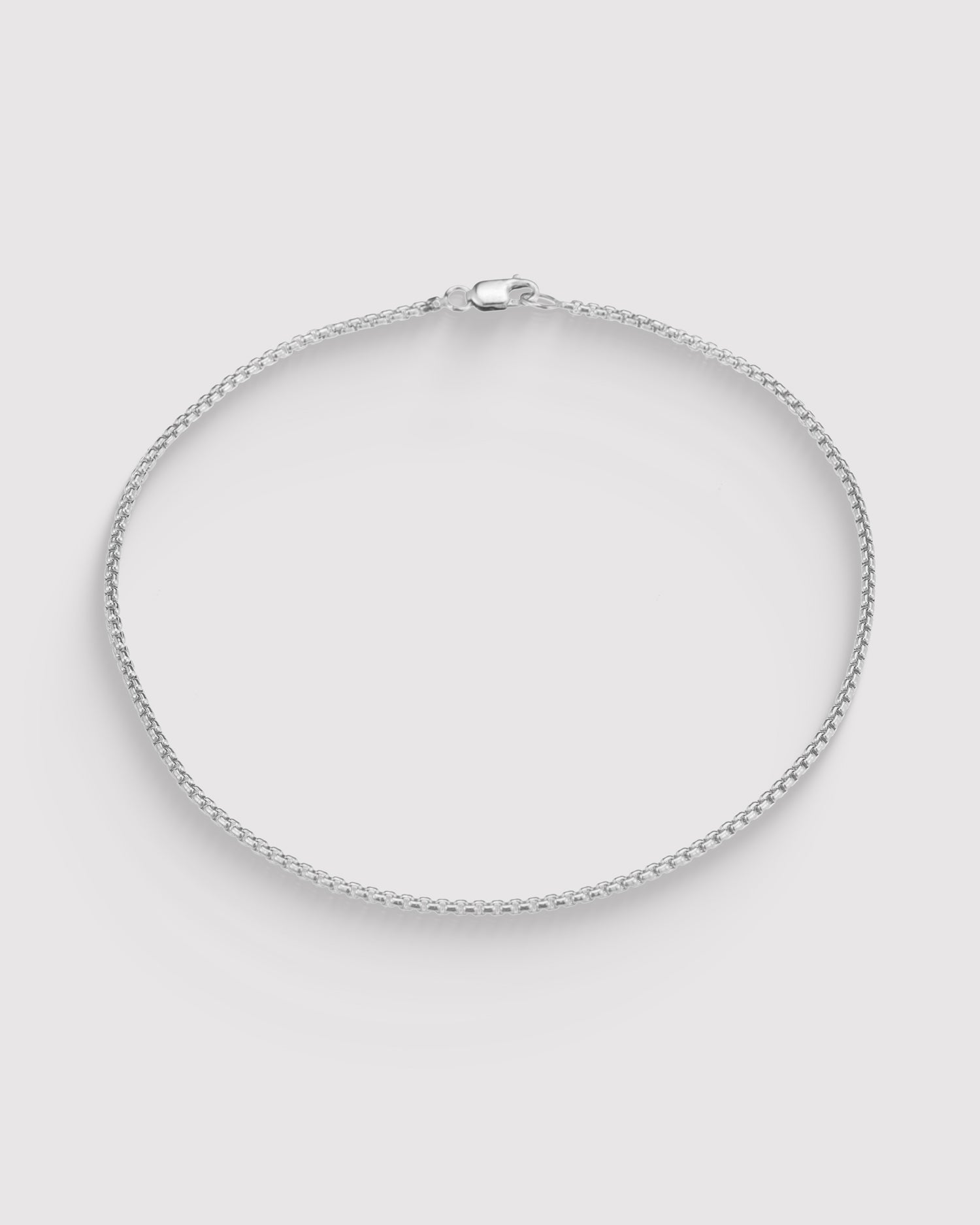Thin Box Chain Anklet - Sterling Silver