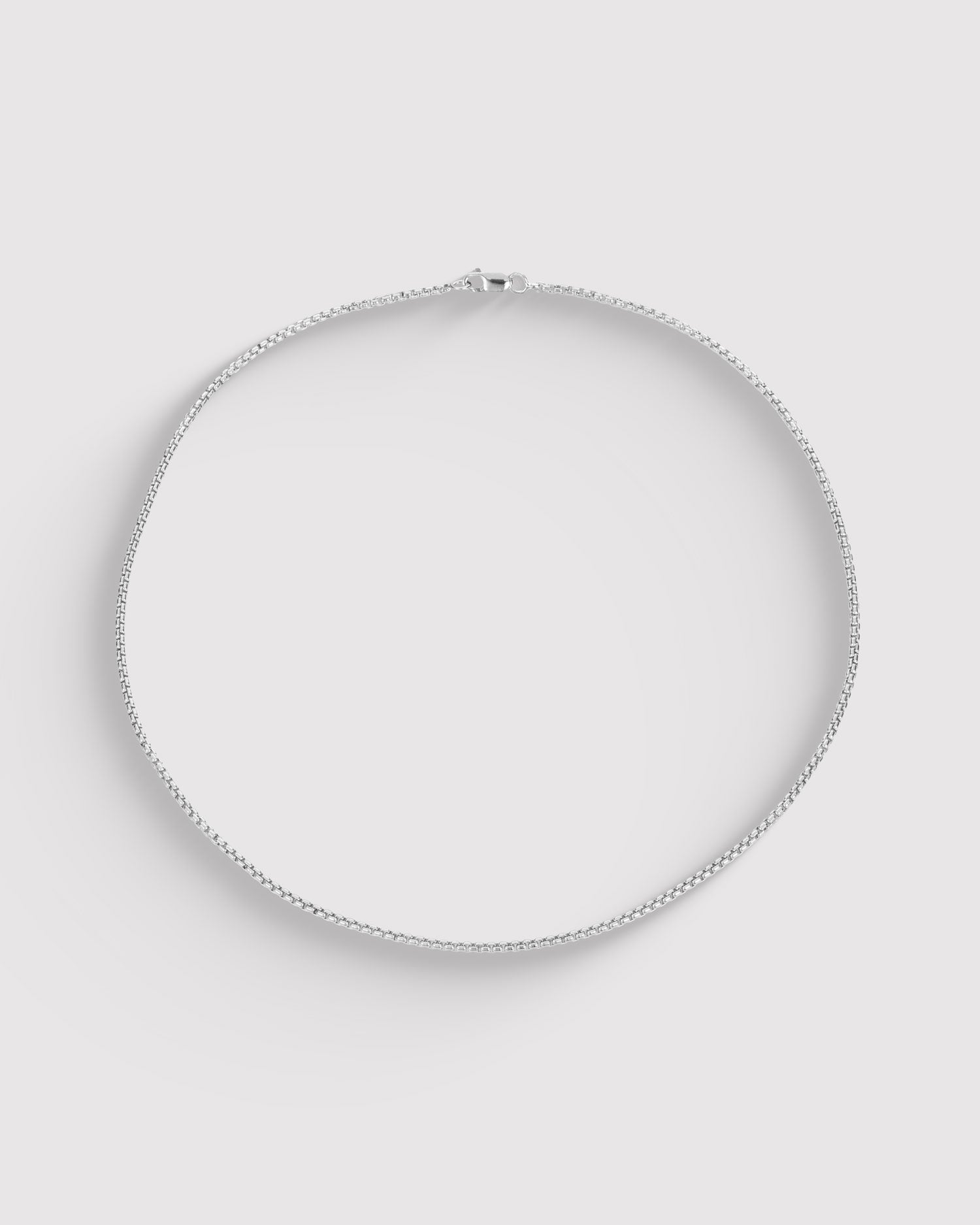 Thin Box Chain Choker - Sterling Silver