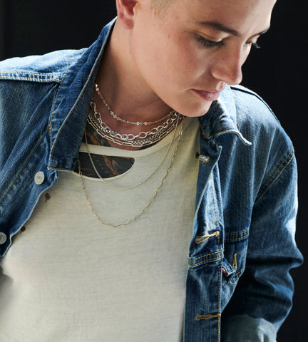 Micro Rectangle Chain Choker - Sterling Silver