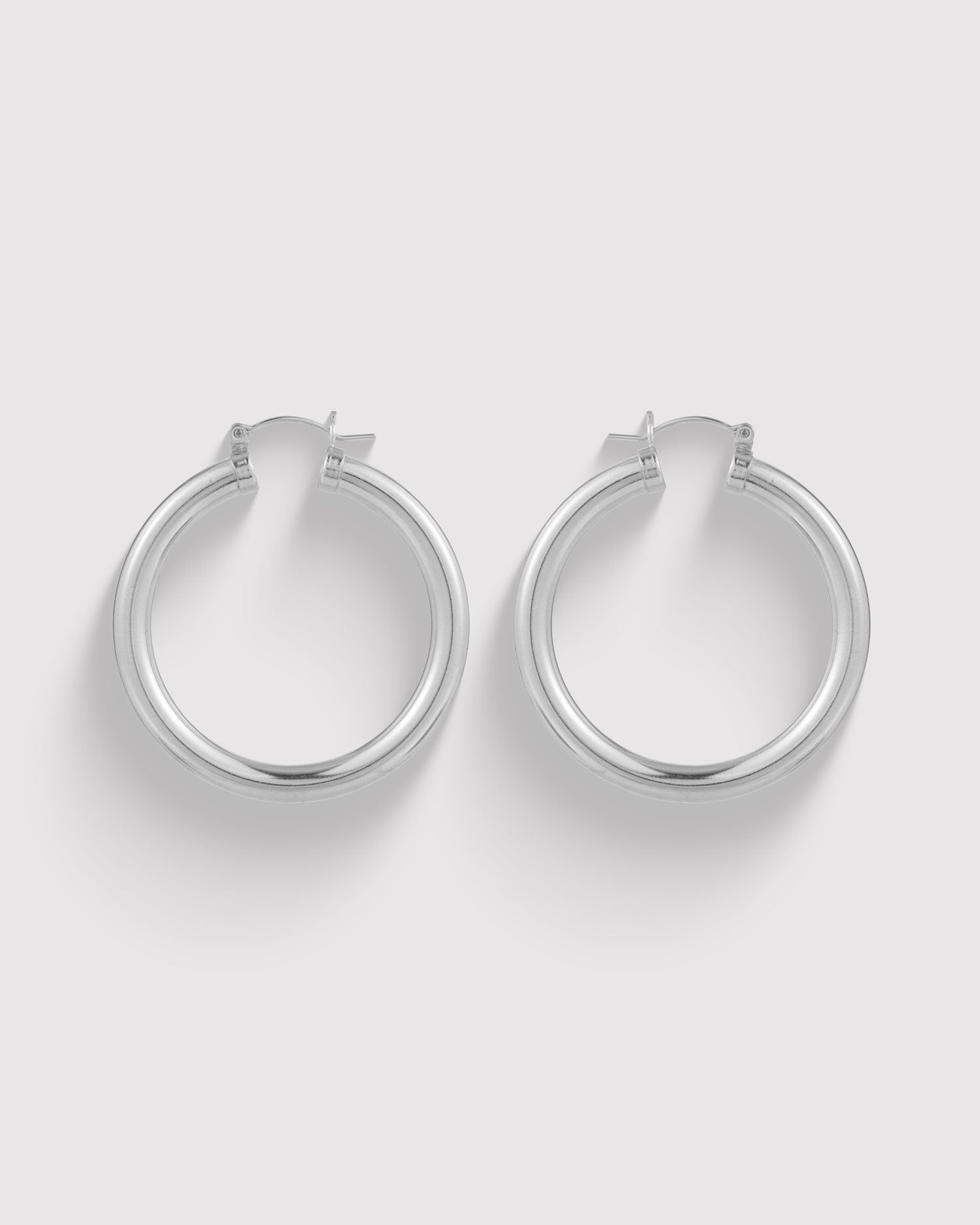 Hollow Thick Hoops - Sterling Silver