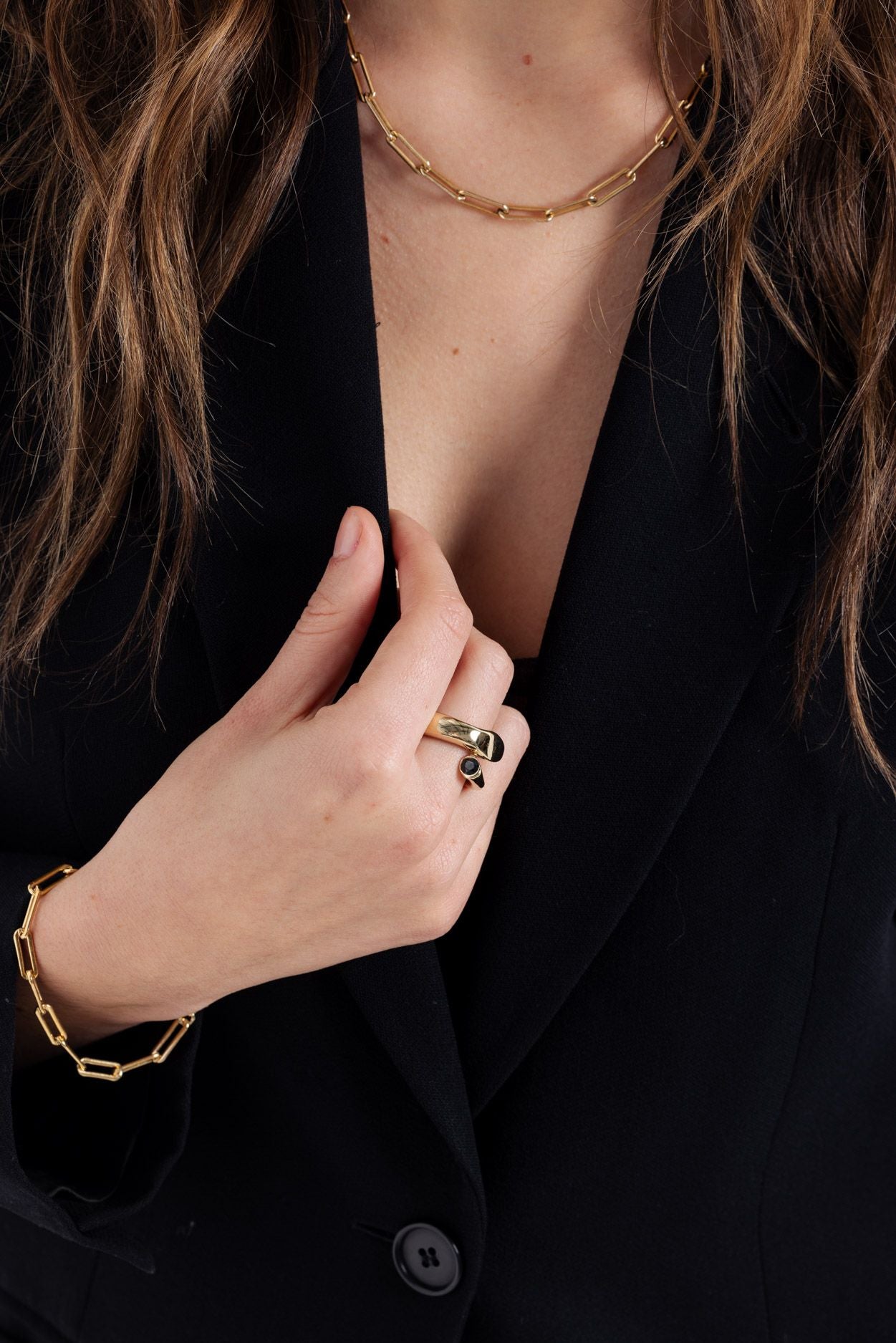 Rectangle Link Chain Choker - 14K Gold Filled