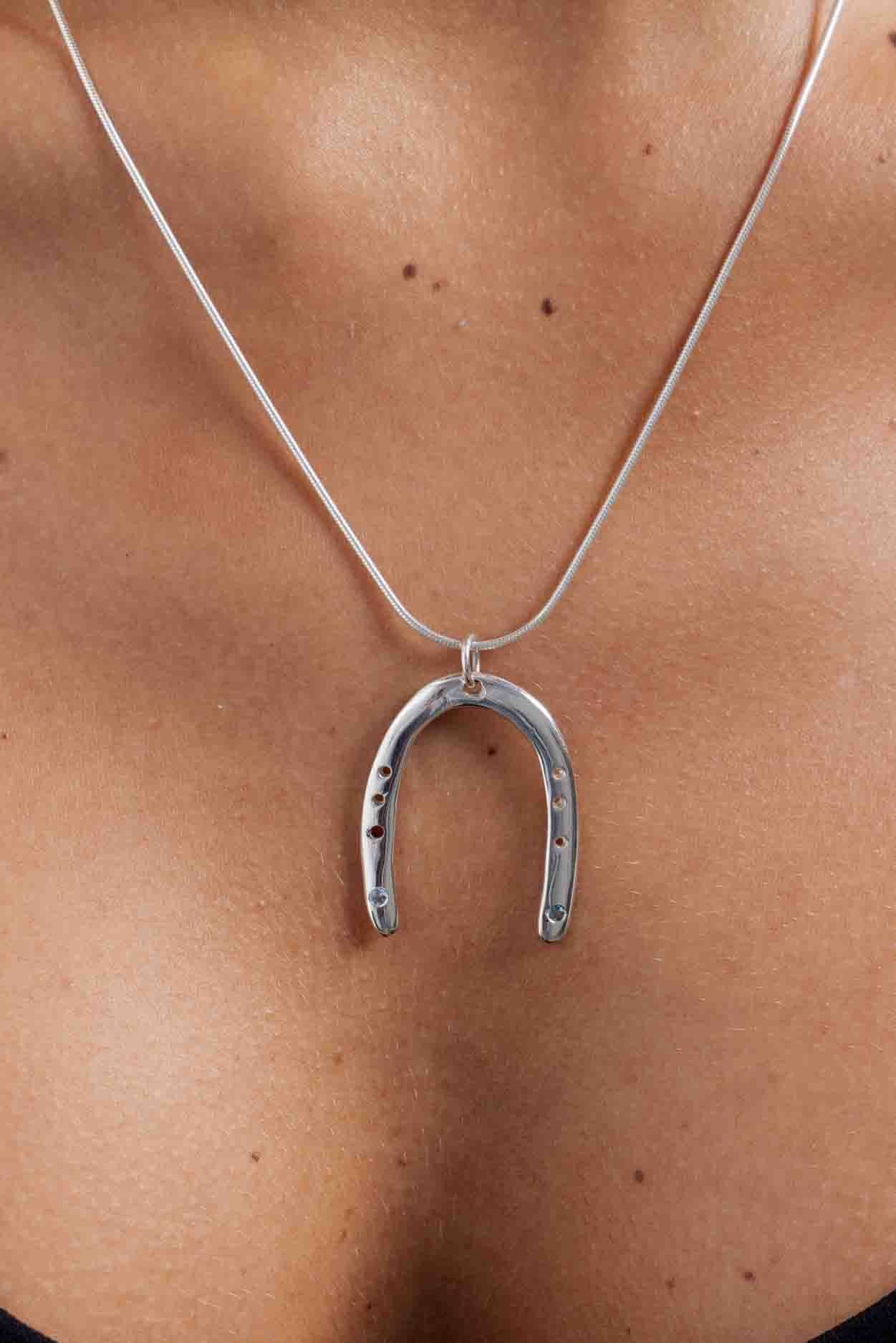Raw Horseshoe Necklace - Silver