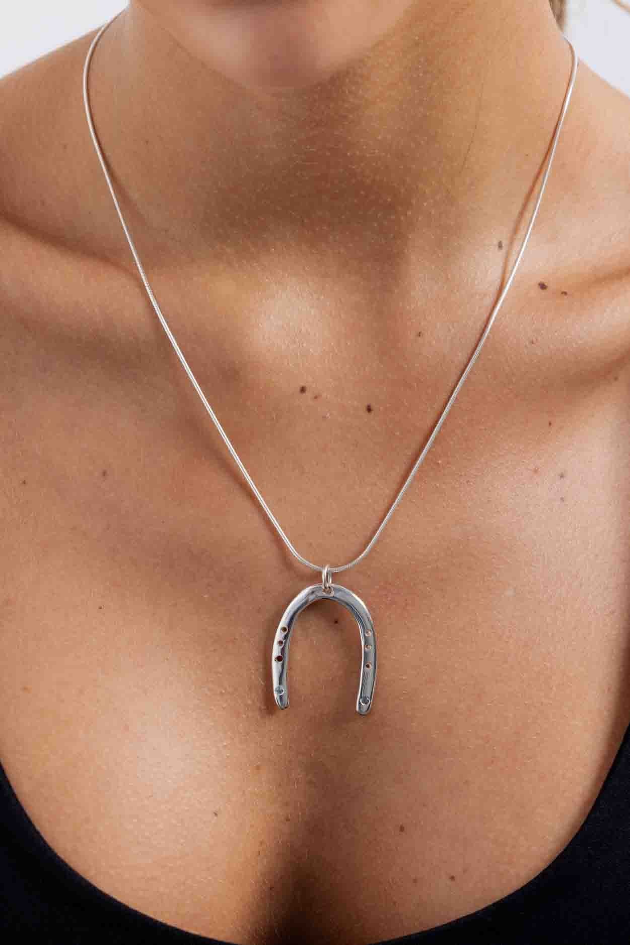 Raw Horseshoe Necklace - Silver