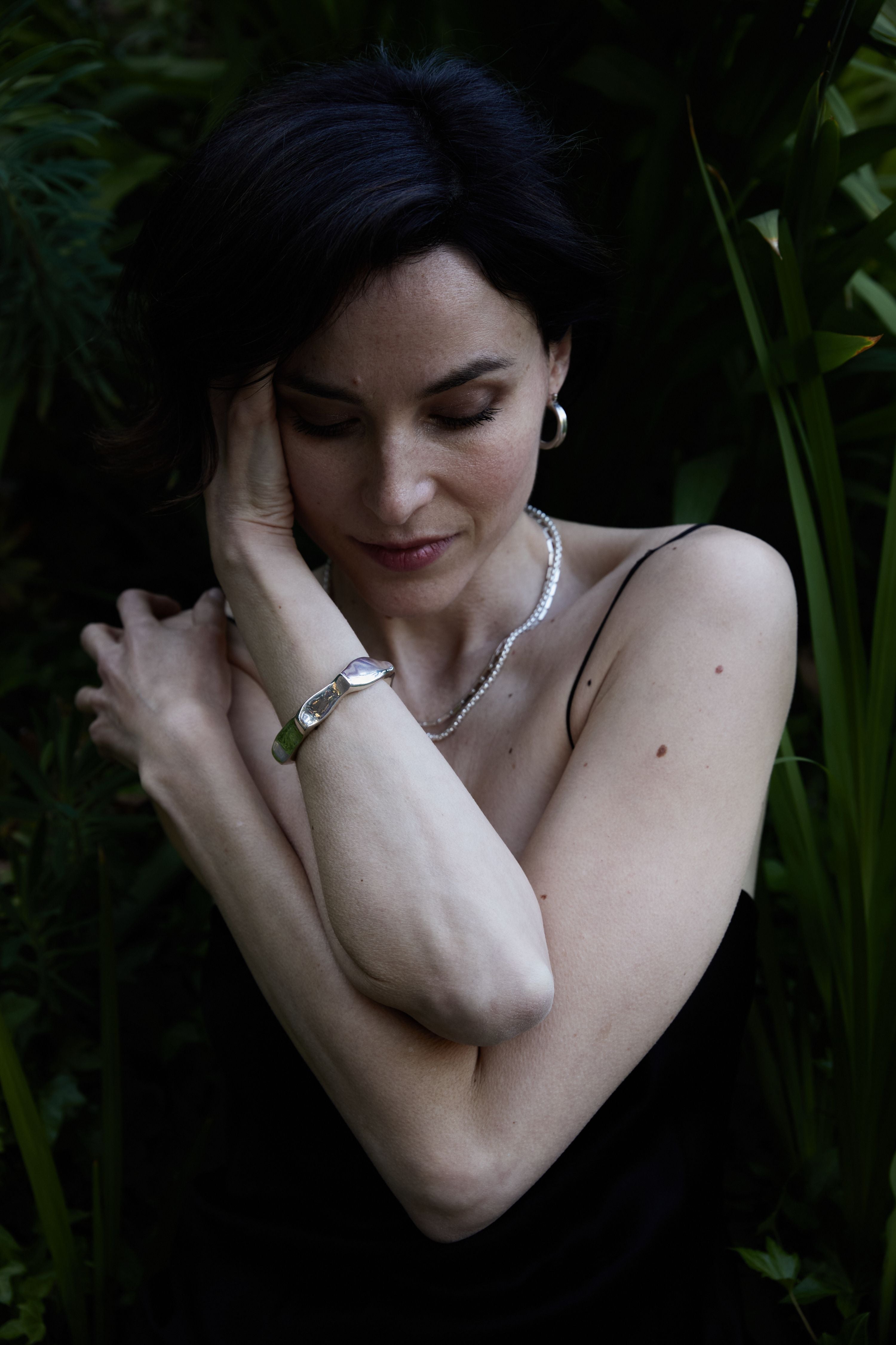 Raw Chunky Spike Cuff - Sterling Silver