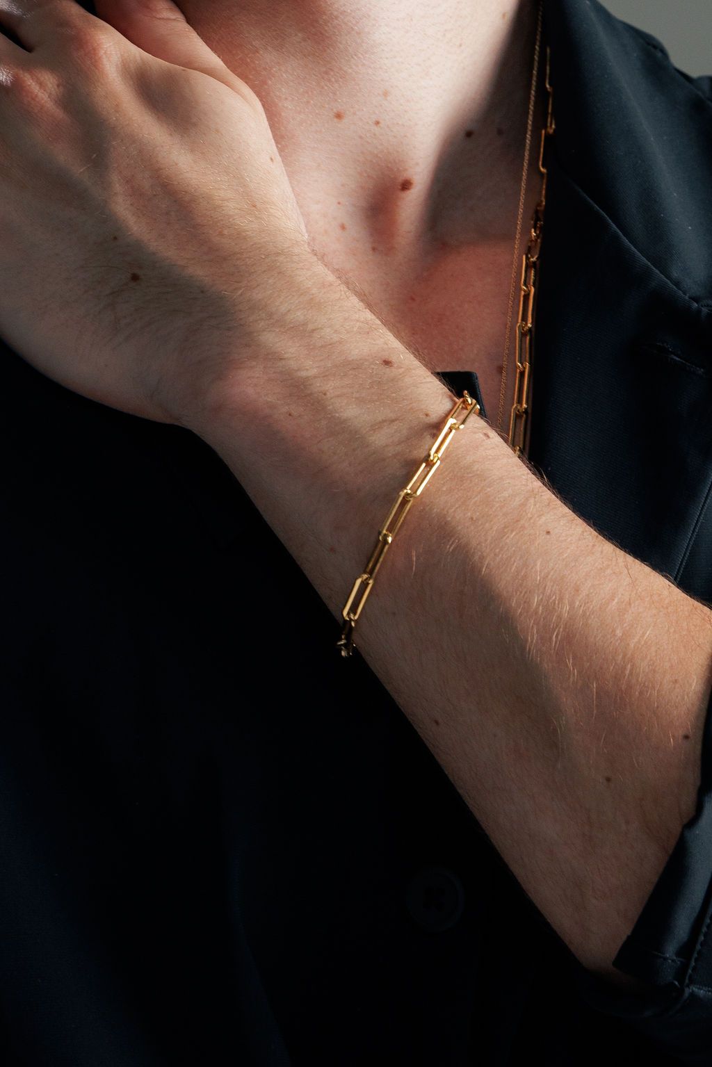 Men's Rectangle Link Chain Bracelet - 14K Gold Filled