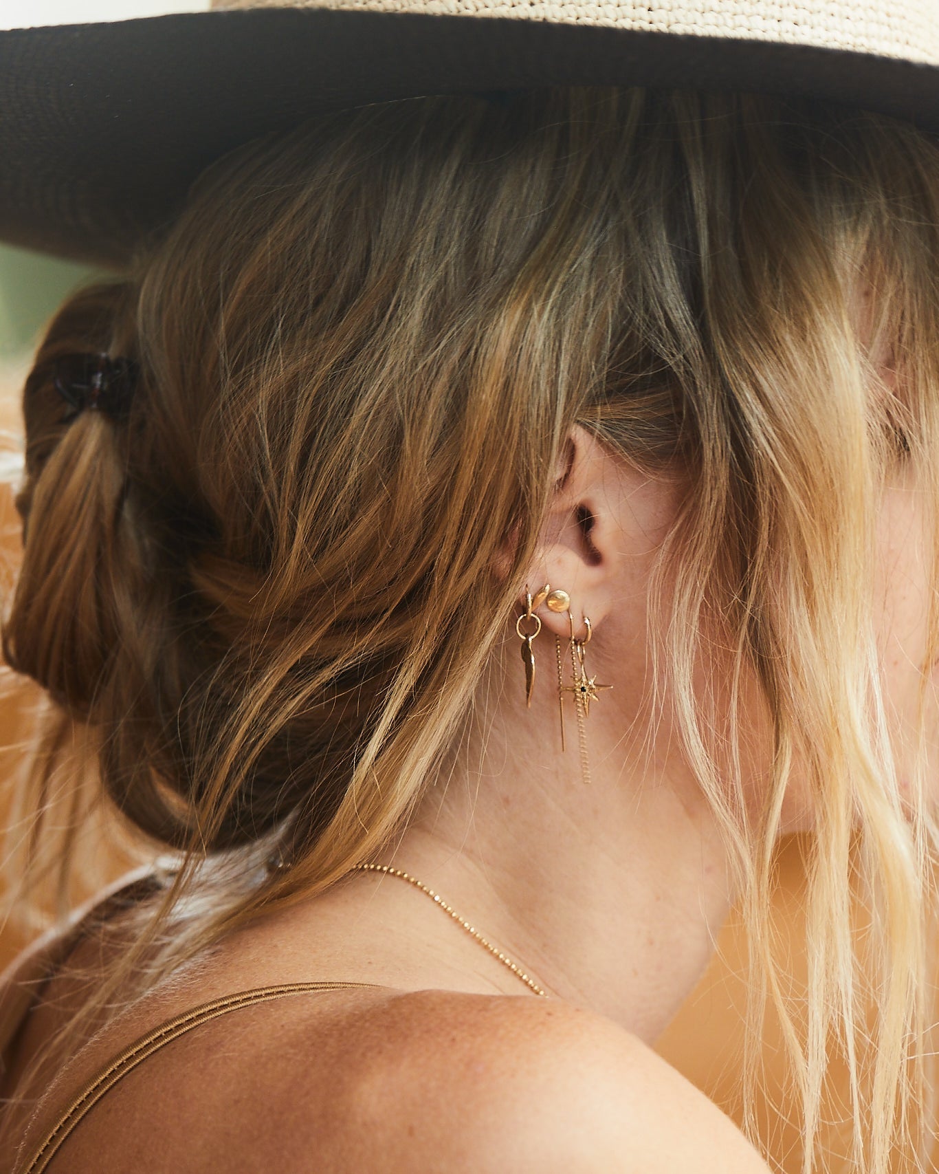 North Star Pendant Earring - Gold