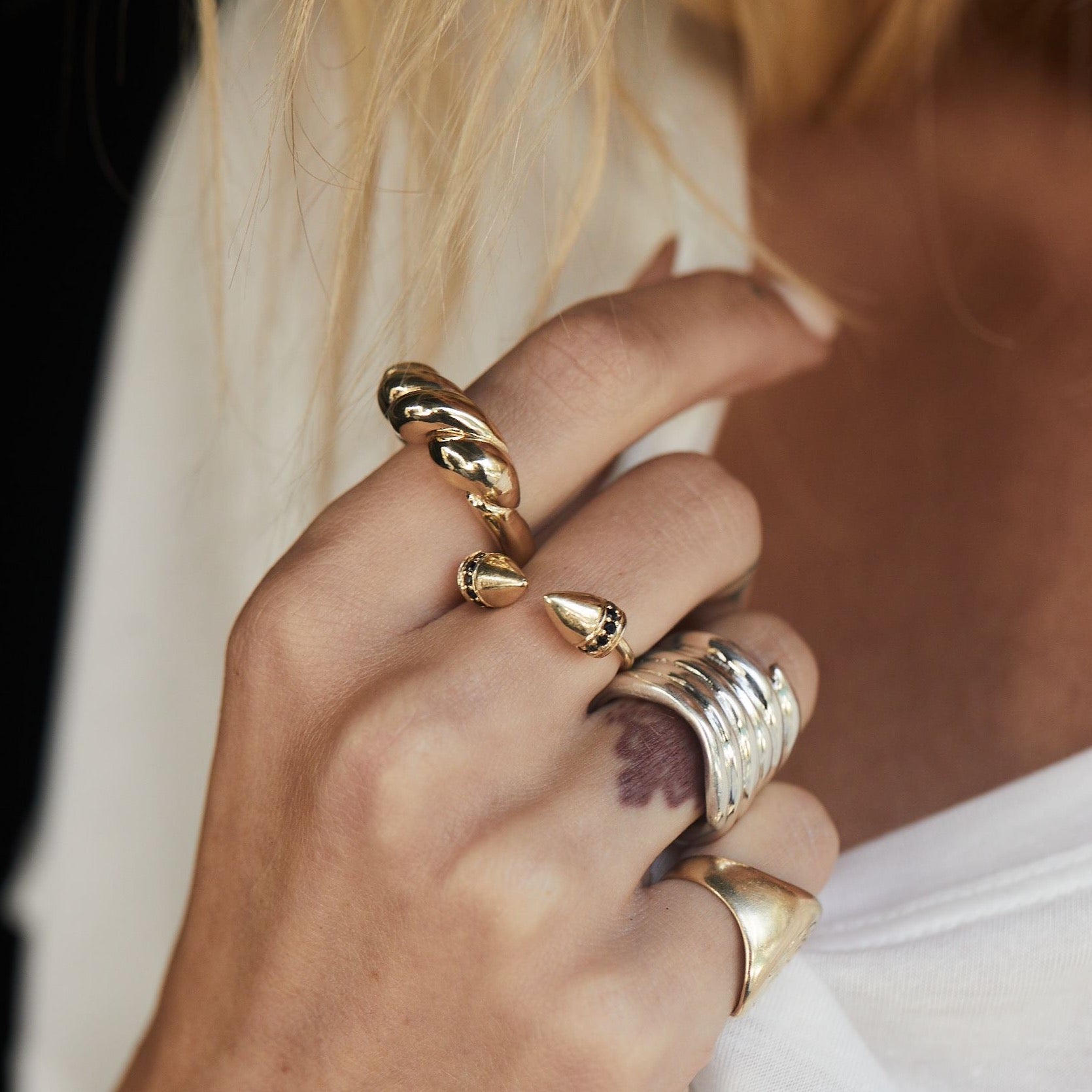 Raw Chunky Snake Ring - Sterling Silver