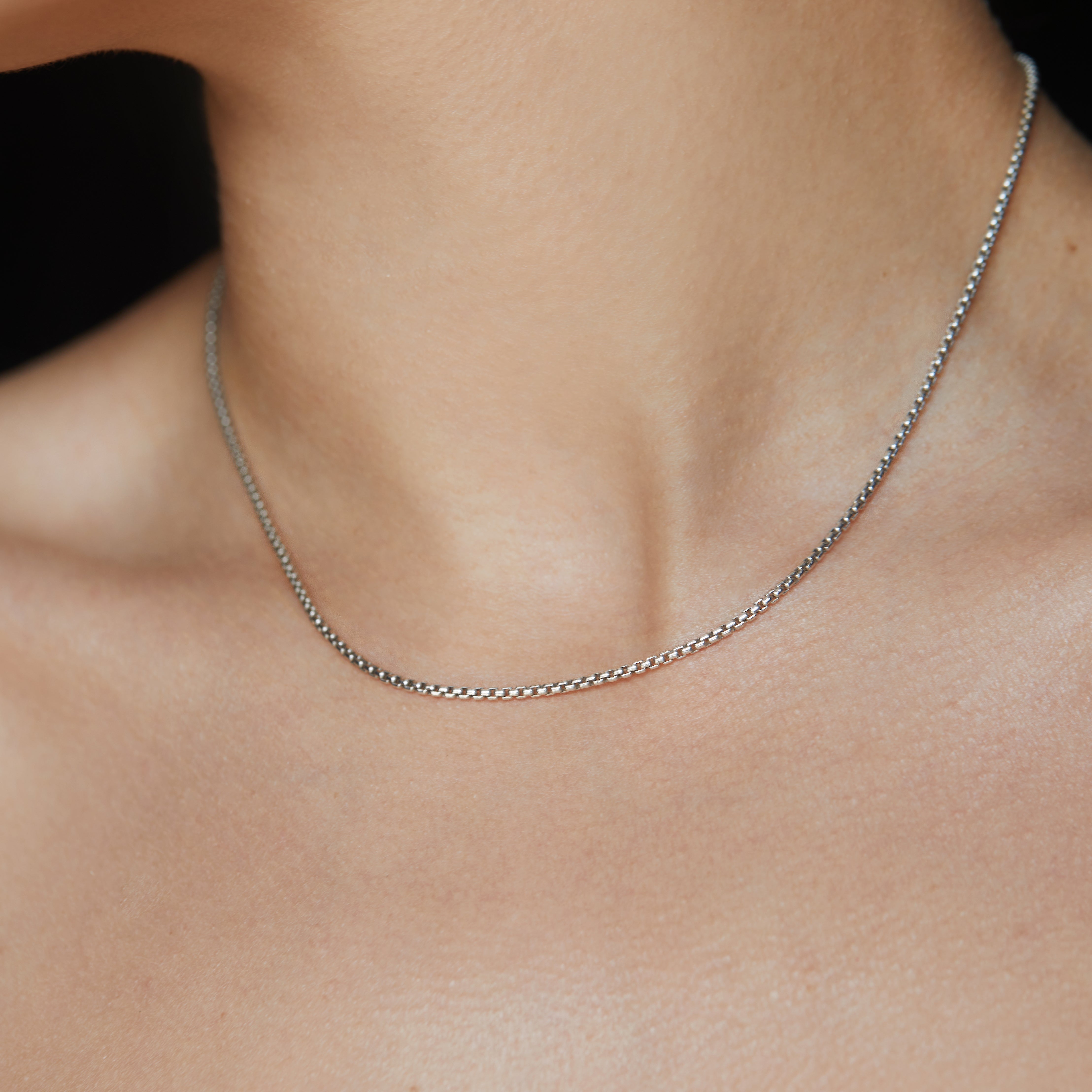 Medium Box Chain Necklace - Sterling Silver