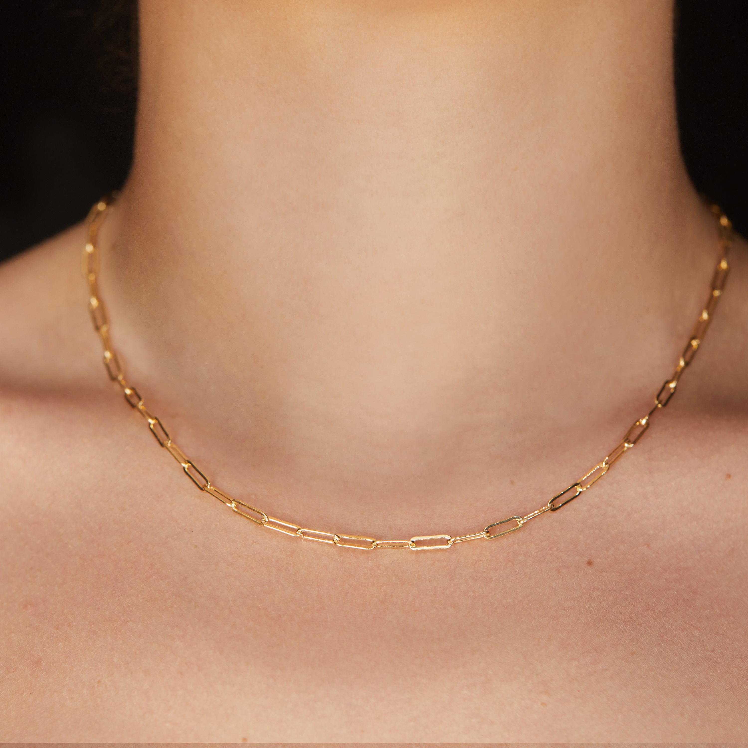 Mini Rectangle Fine Necklace - Gold