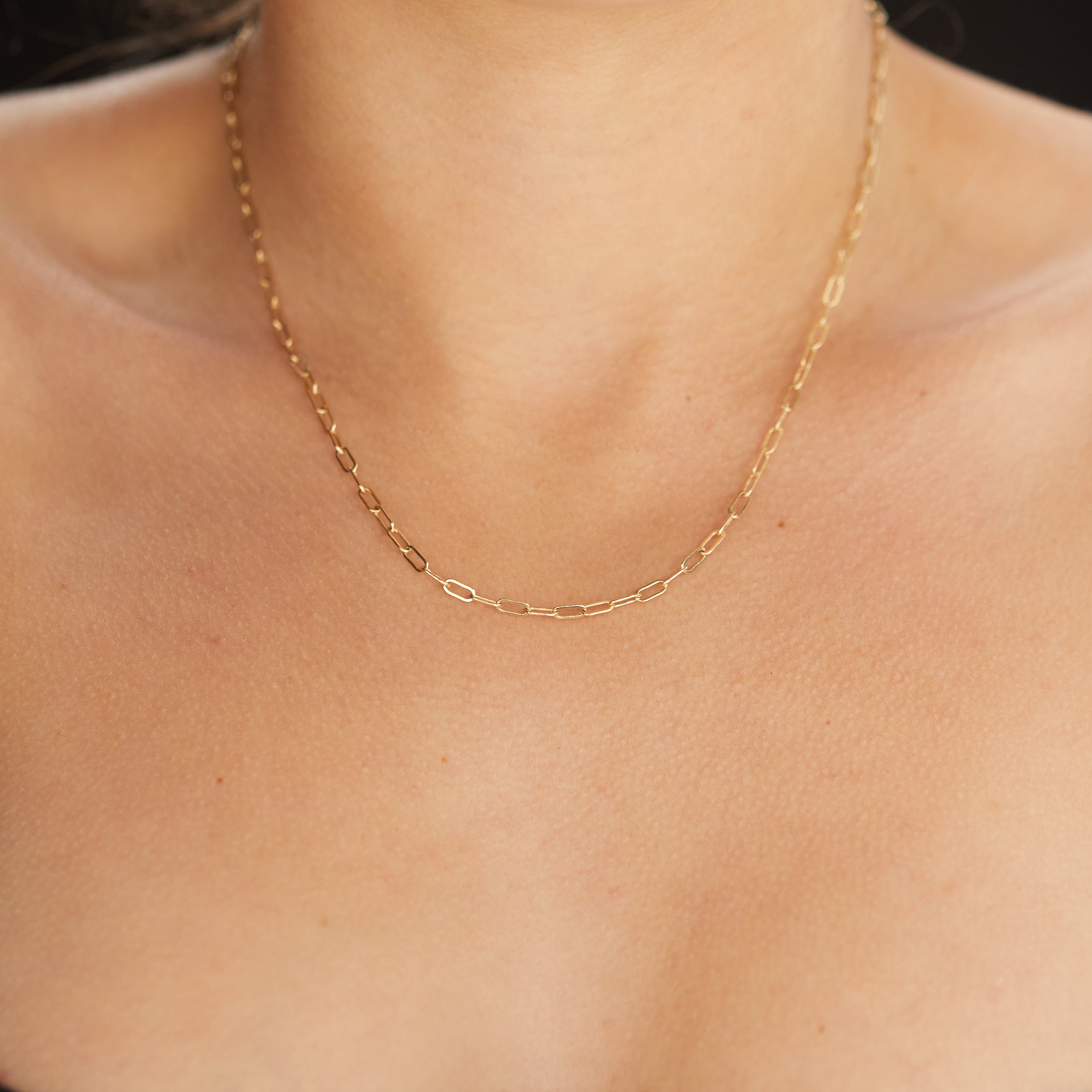 Mini Rectangle Fine Necklace - Gold