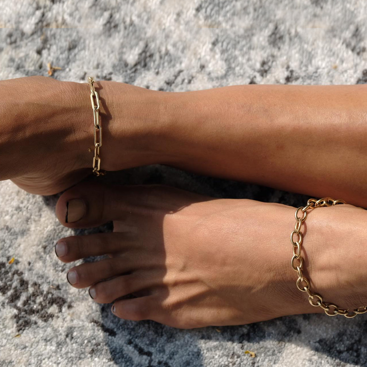 Rectangle Link Chain Anklet - 14K Gold Filled