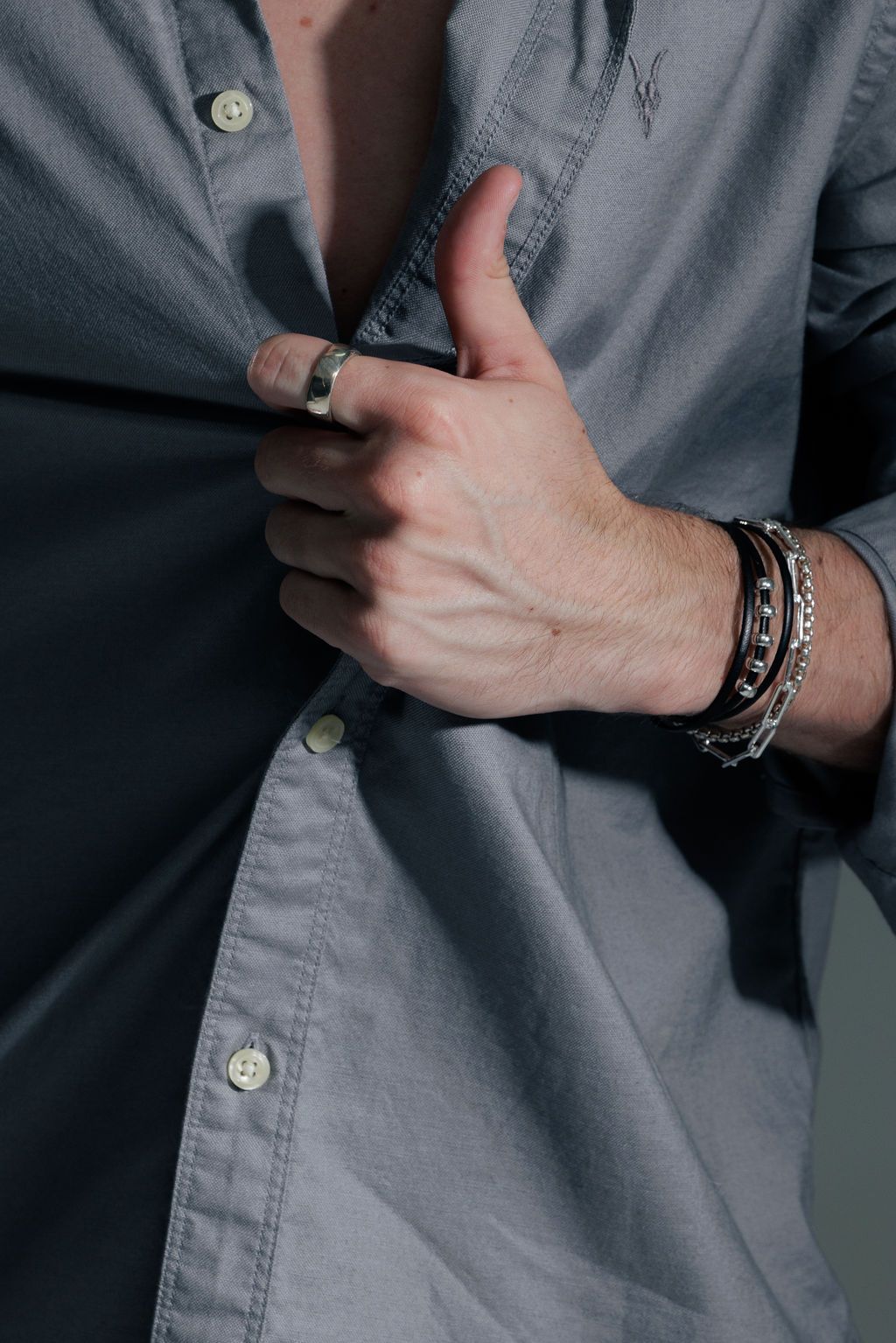 Men's Box Chain Bracelet - Silver