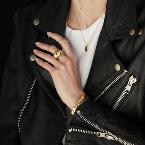 alternate image of Raw Rectangle Pendant - Gold