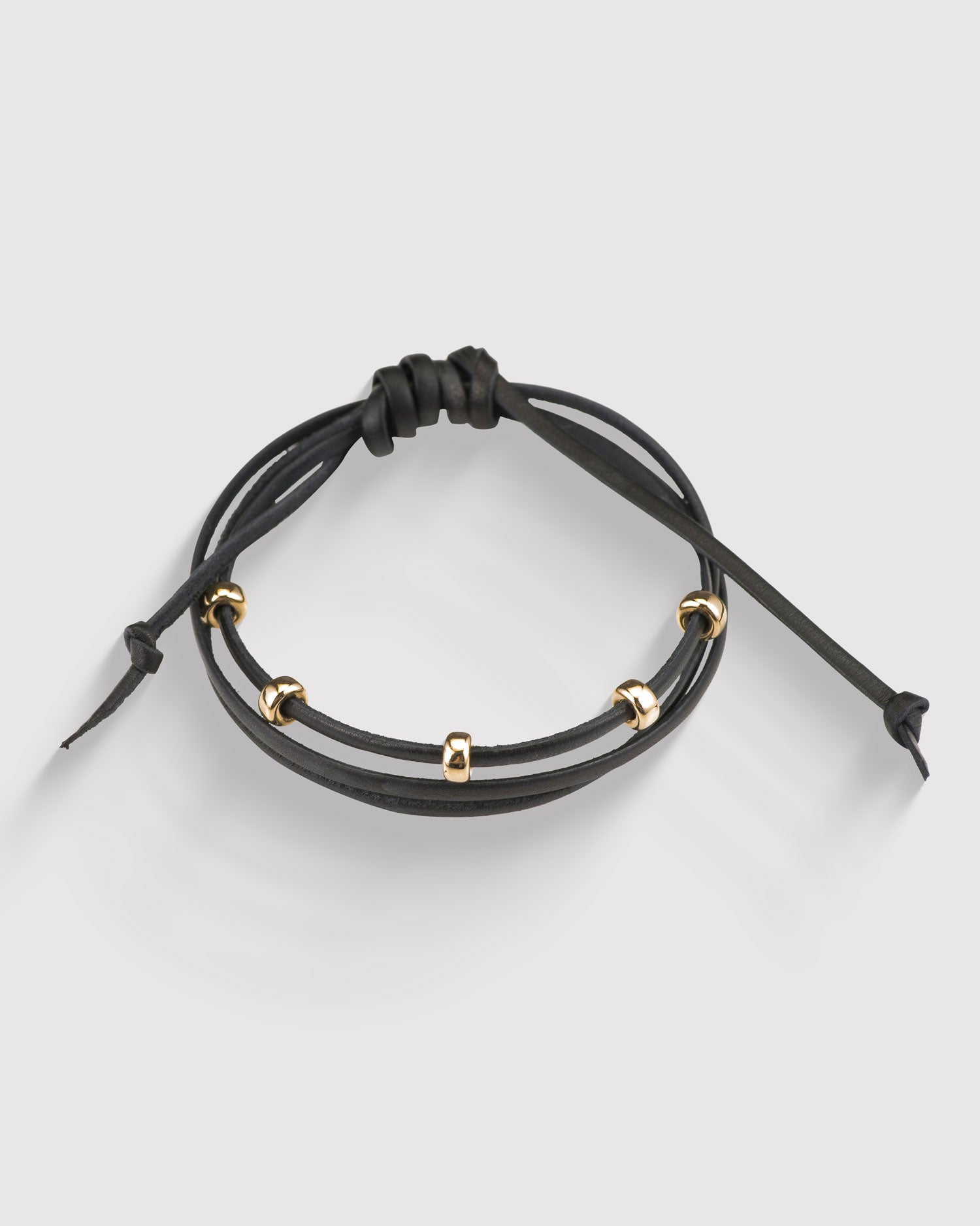 Black And Gold Leather Bracelet