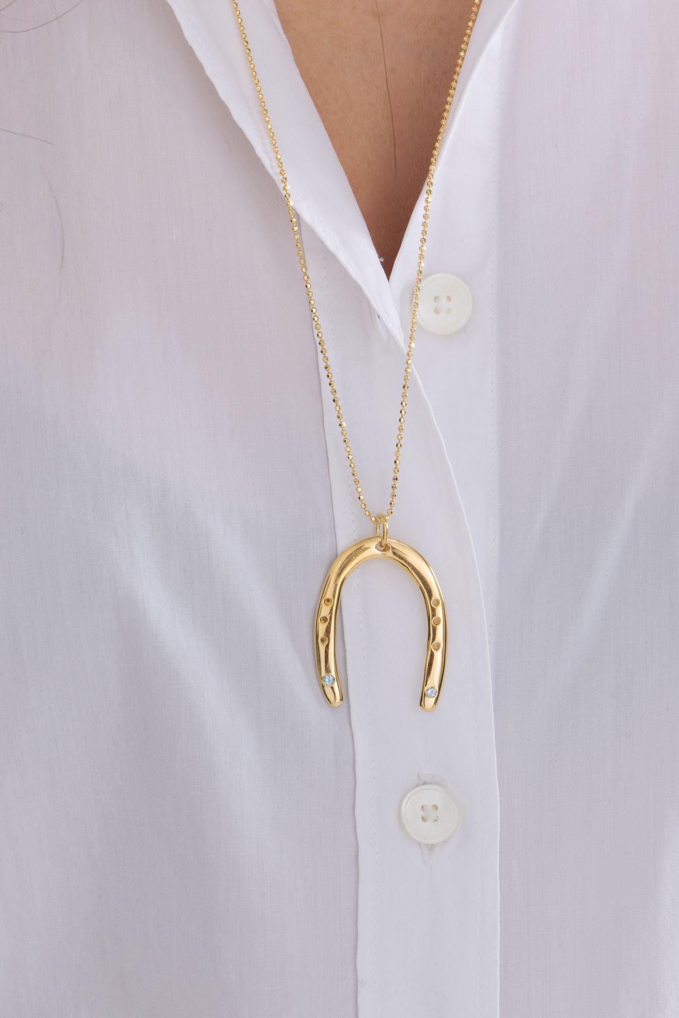 Raw Horseshoe Pendant - Gold