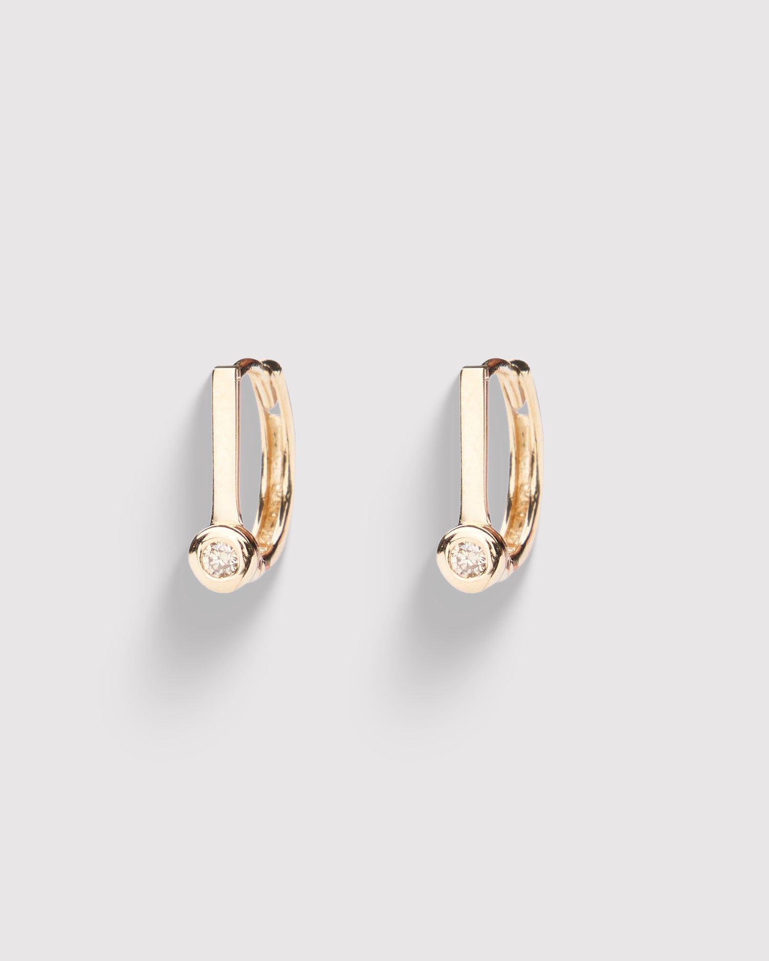 Diamond Bar Earrings - Gold