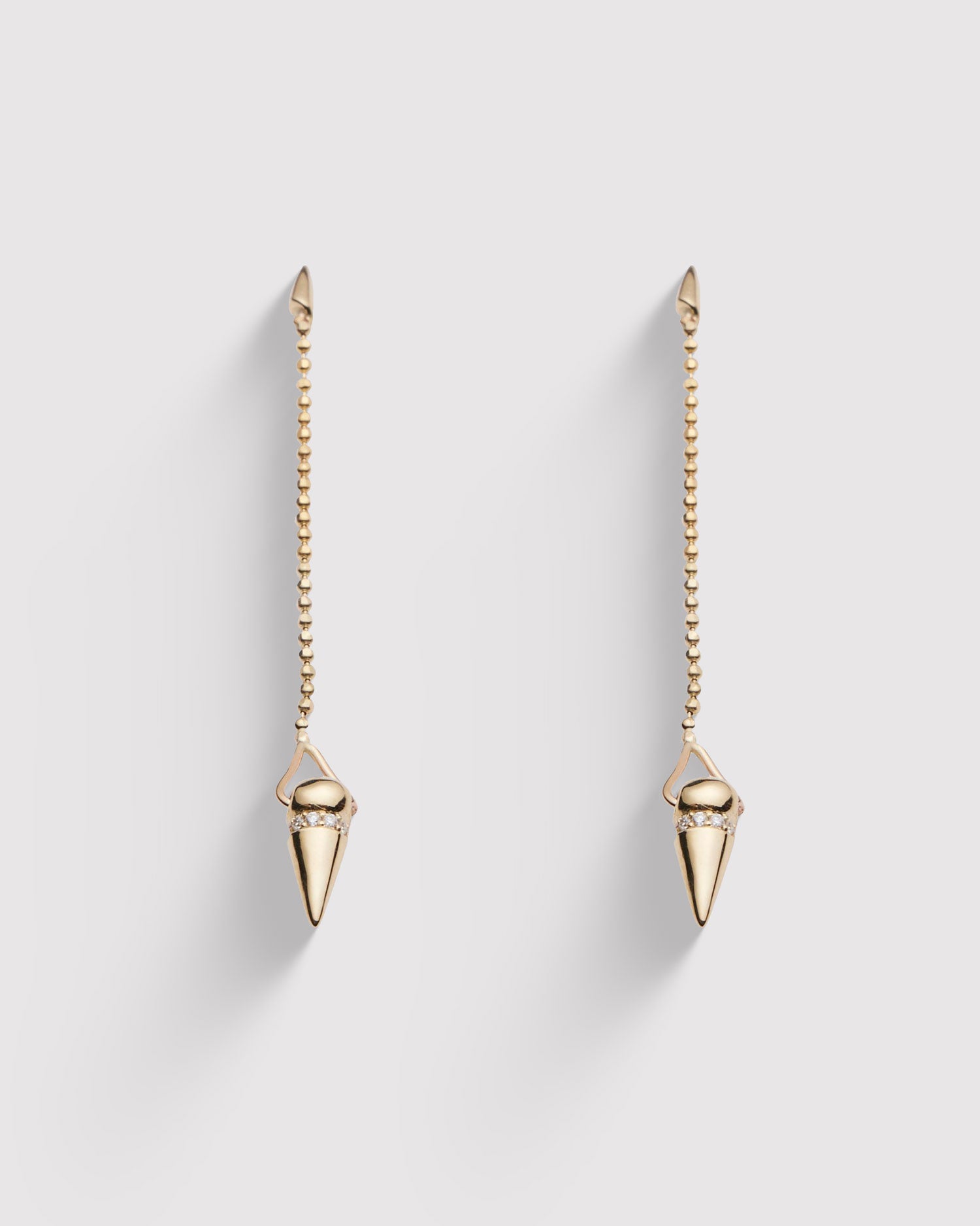 Diamond Spike Drop Earrings - Gold