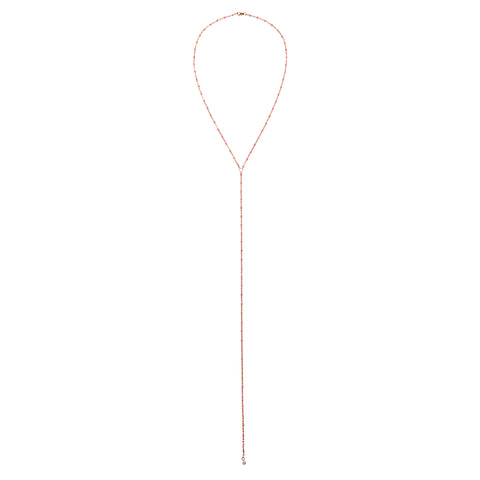 primary image of Bright Pink Enamel Lariat - 14K Gold Filled